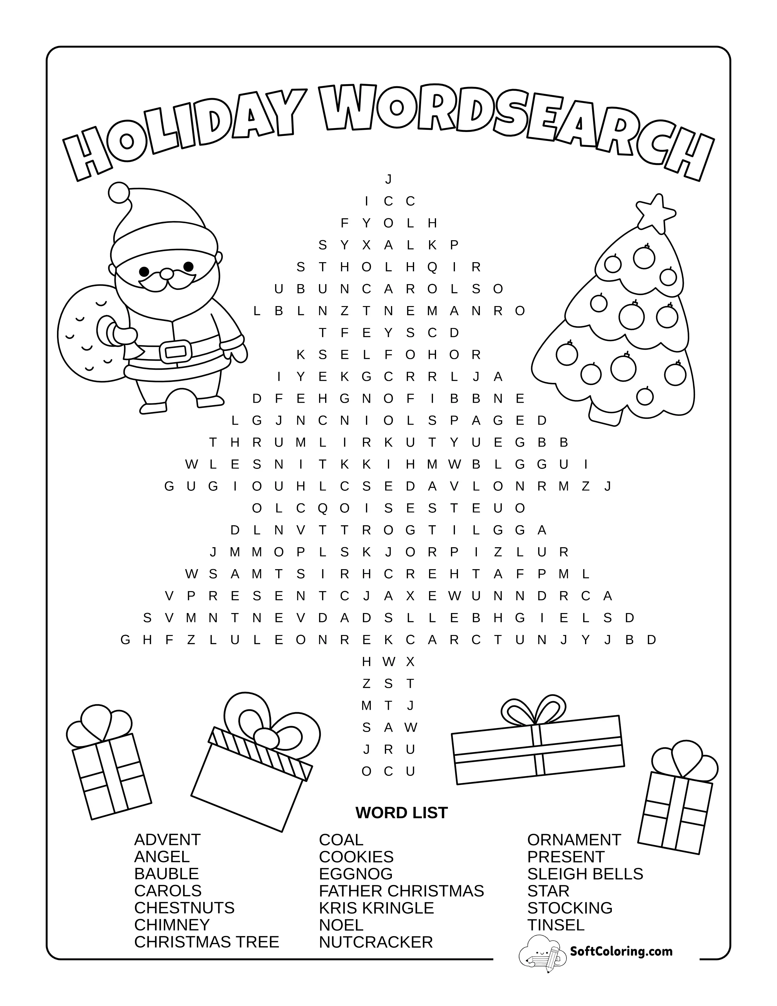 Medium Tree Christmas Word Search
