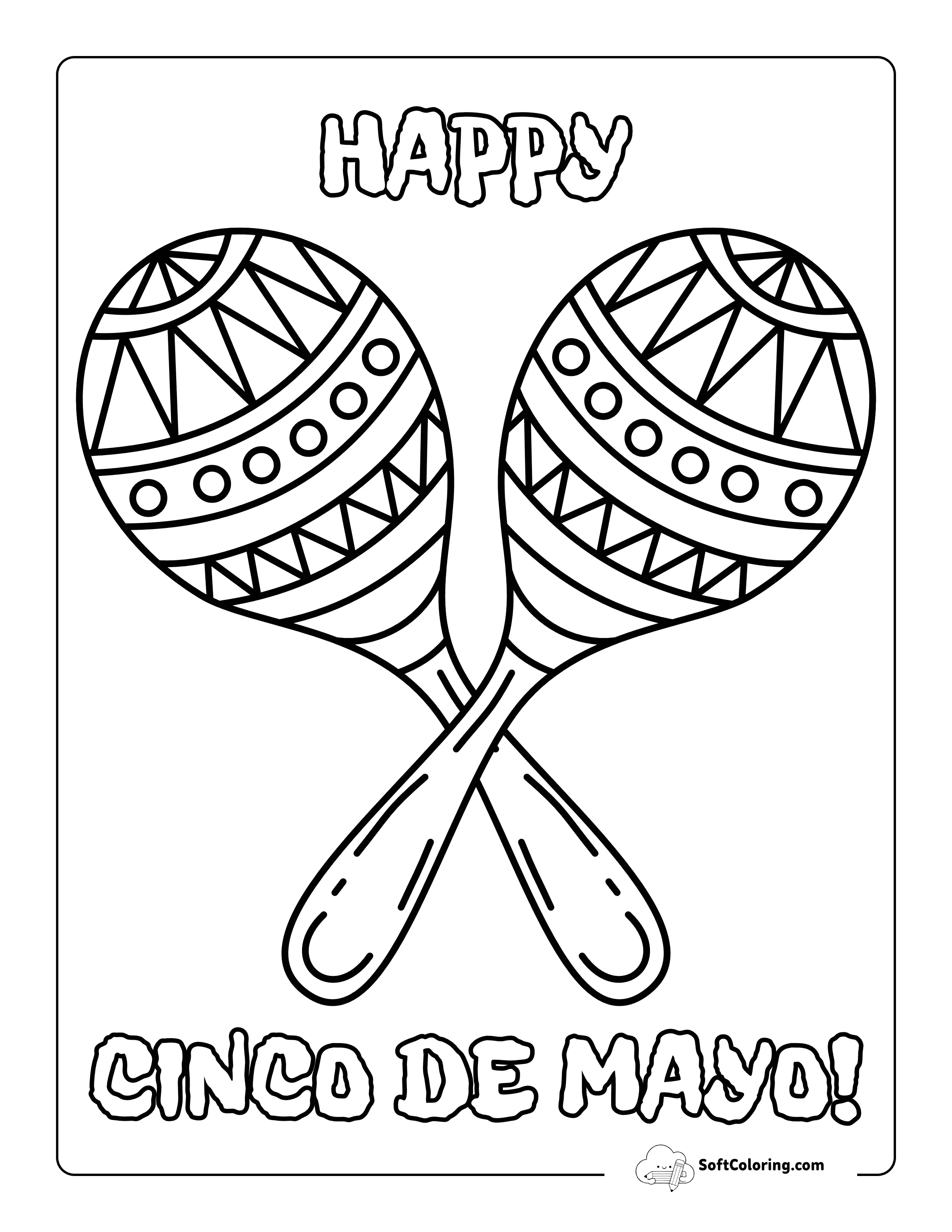 Easy Maracas Printable Cinco De Mayo Coloring Page