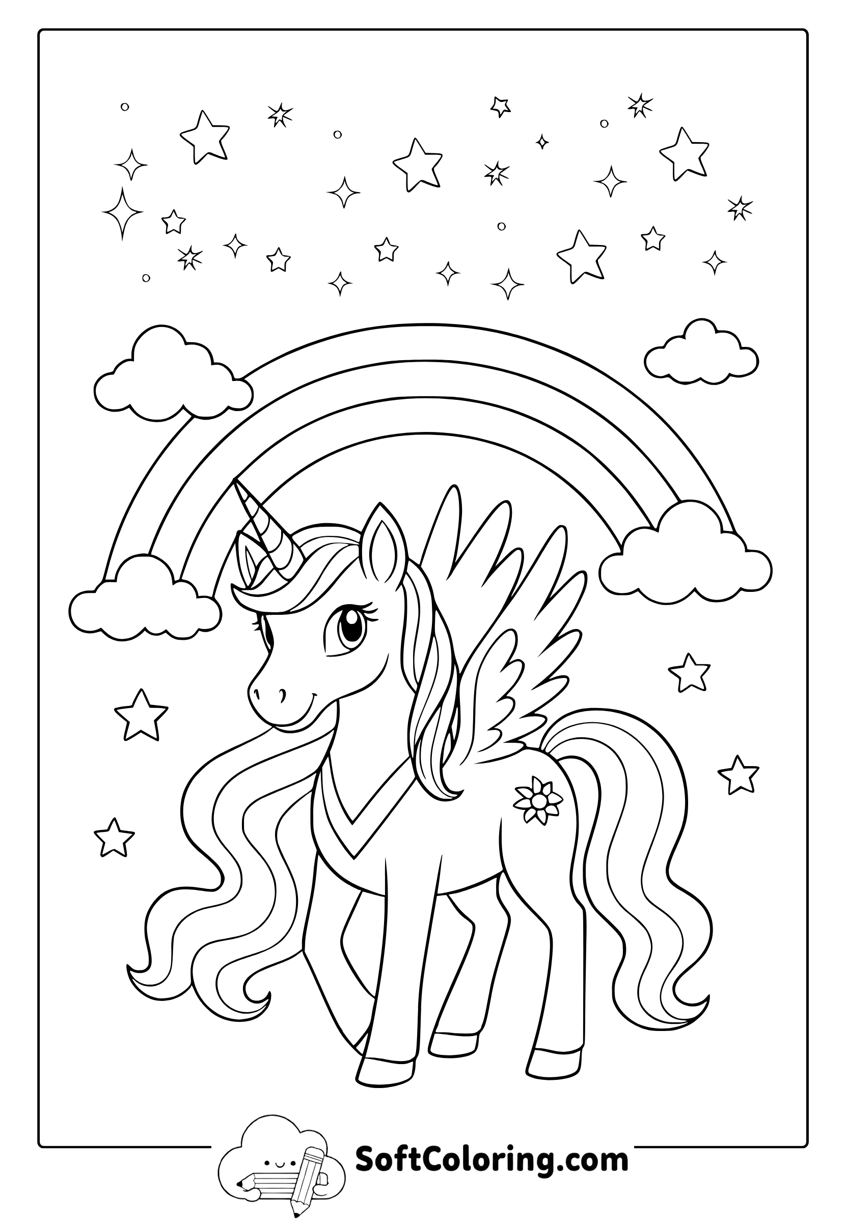 classic unicorn coloring page