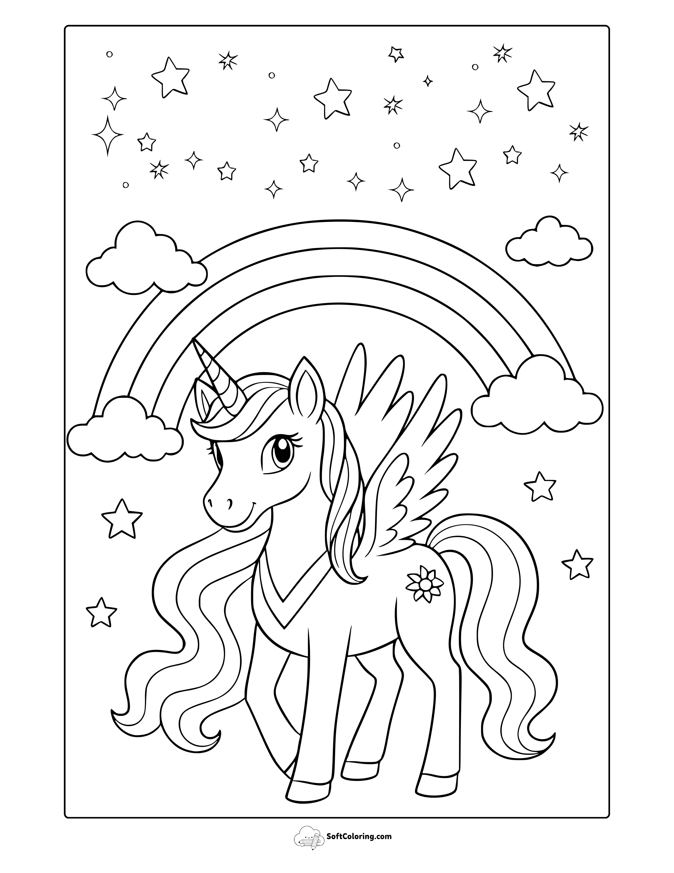 Classic Unicorn Coloring Page