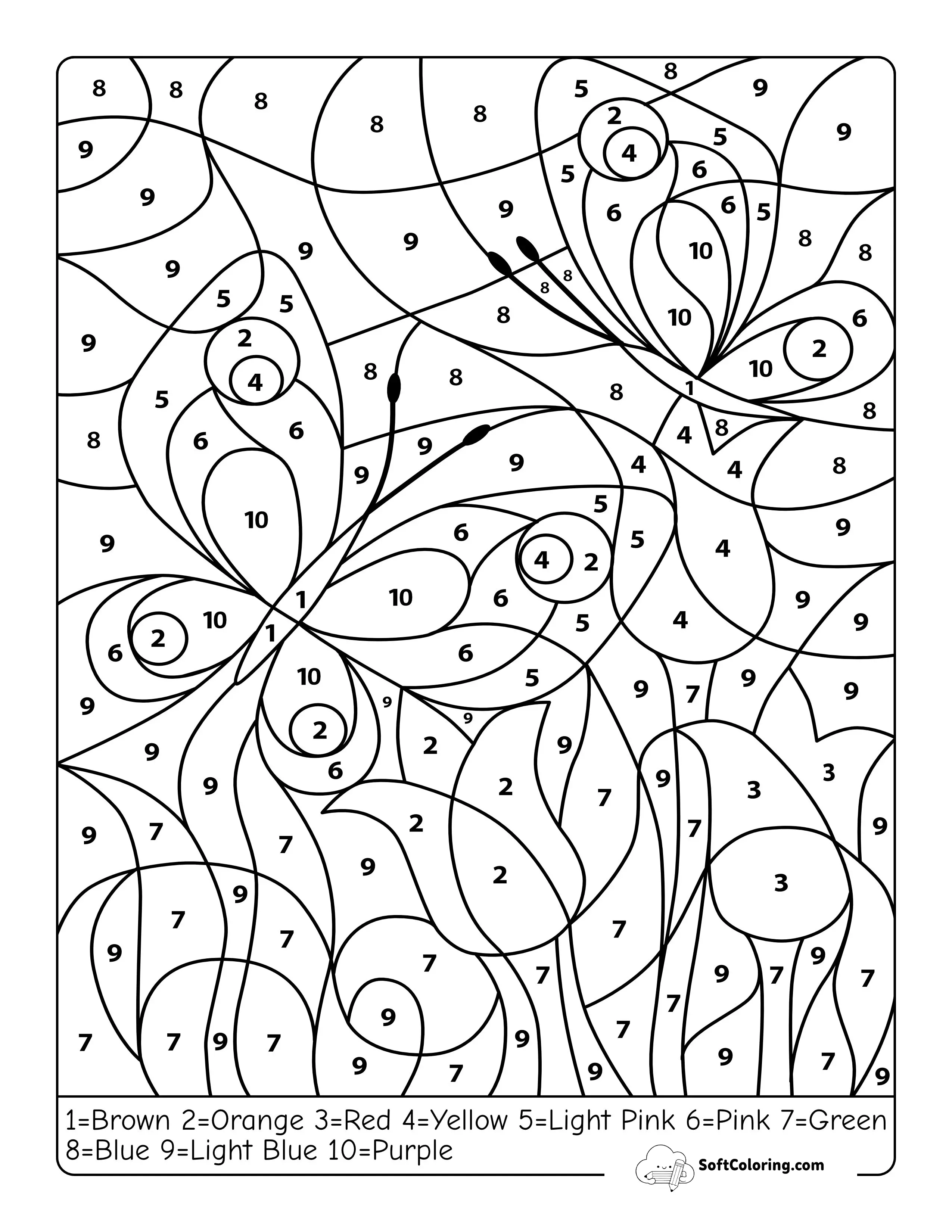 Spring Butterflies Color By Number Worksheet