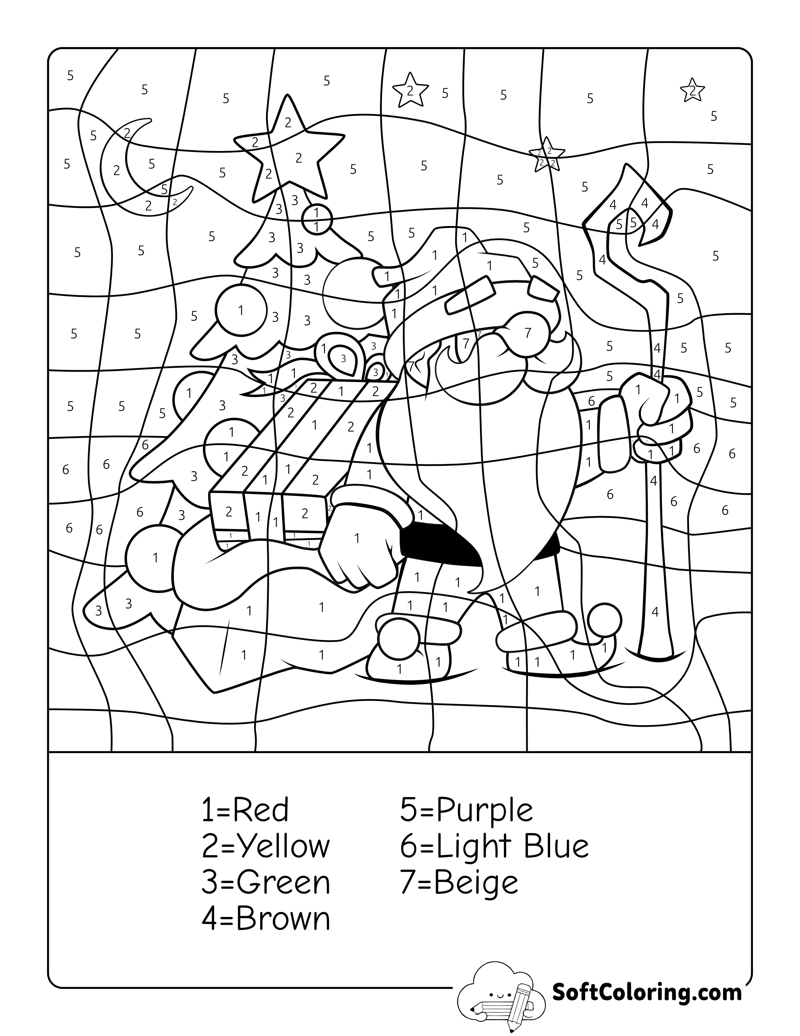 Santa Claus Christmas Color by Numbers Picture