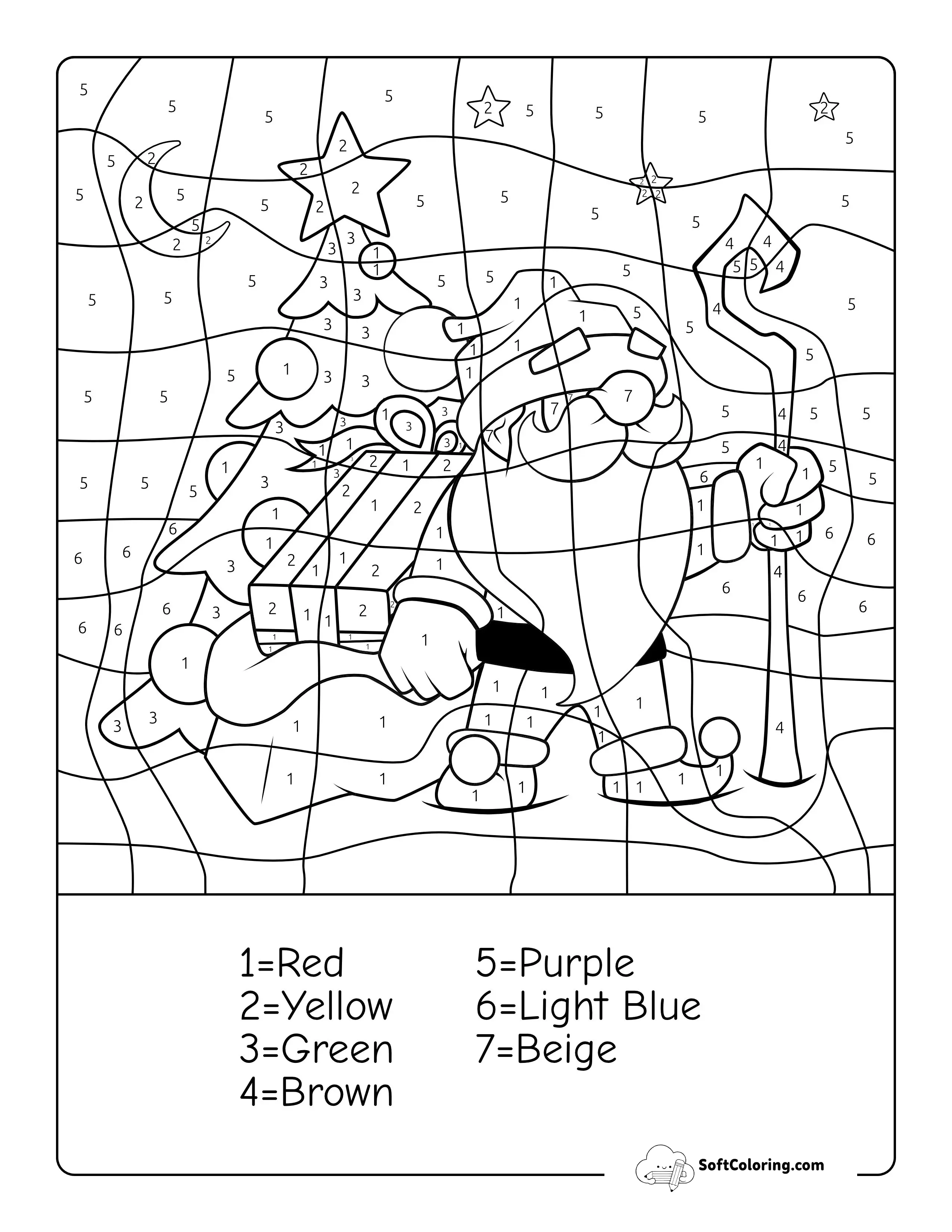 Santa Claus Christmas Color By Numbers Picture