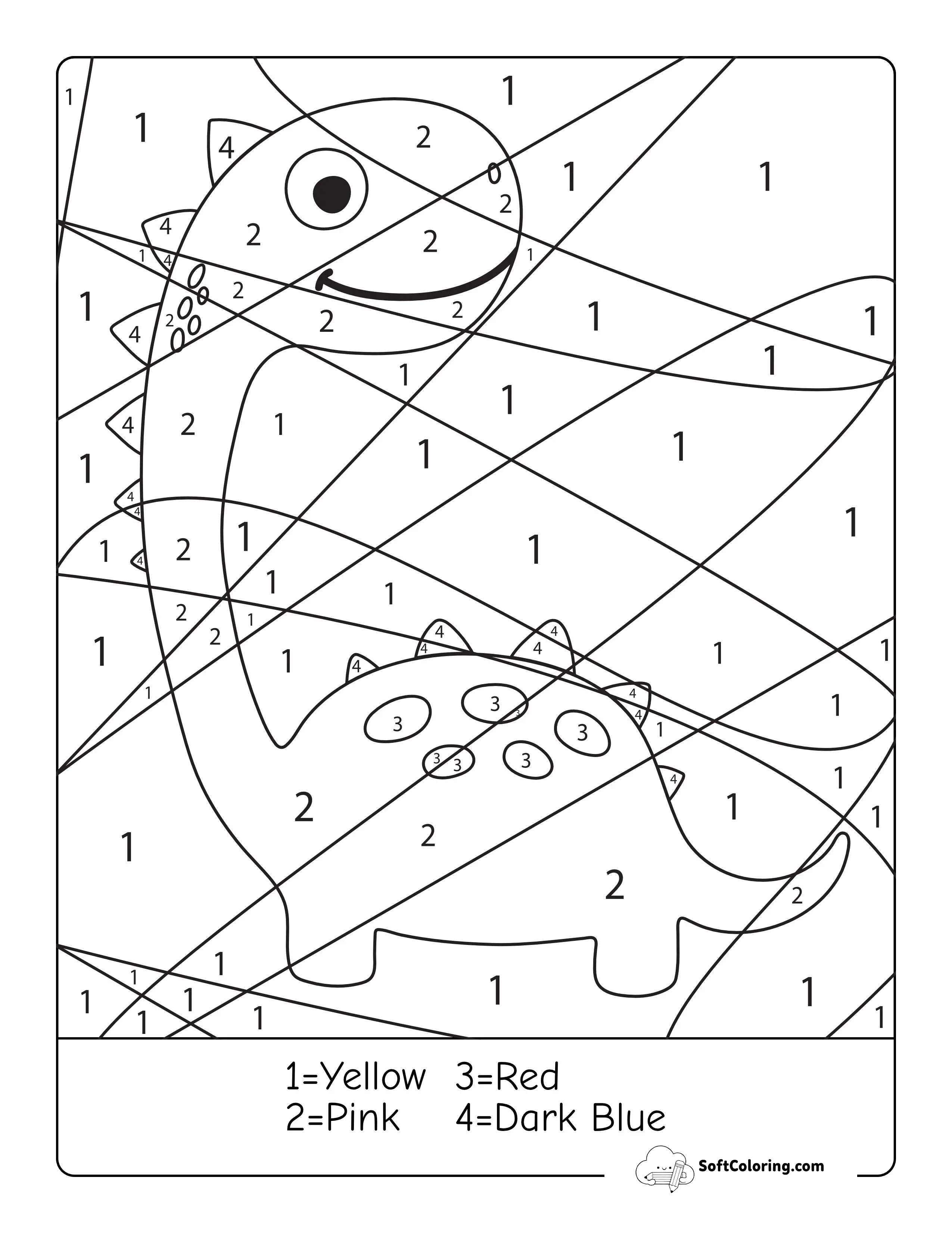 Cute Dino Color By Numbers For Kids