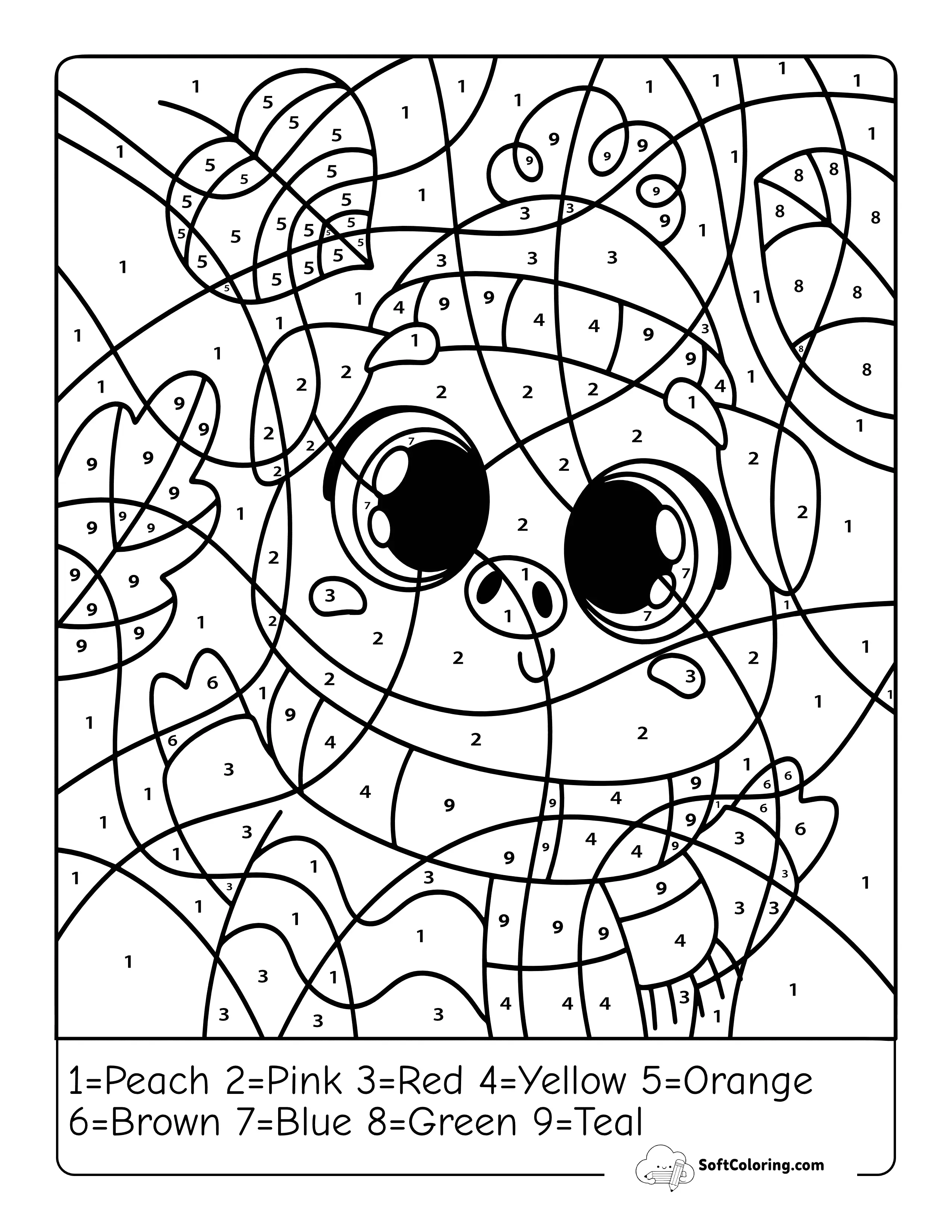 Cute Fall Weather Pig Color By Number Printable