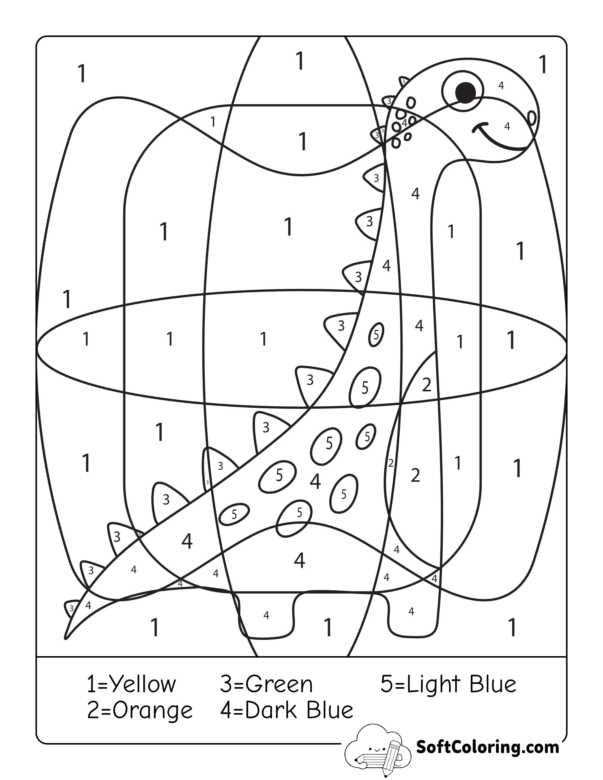 Dinosaur Color by Numbers Printable