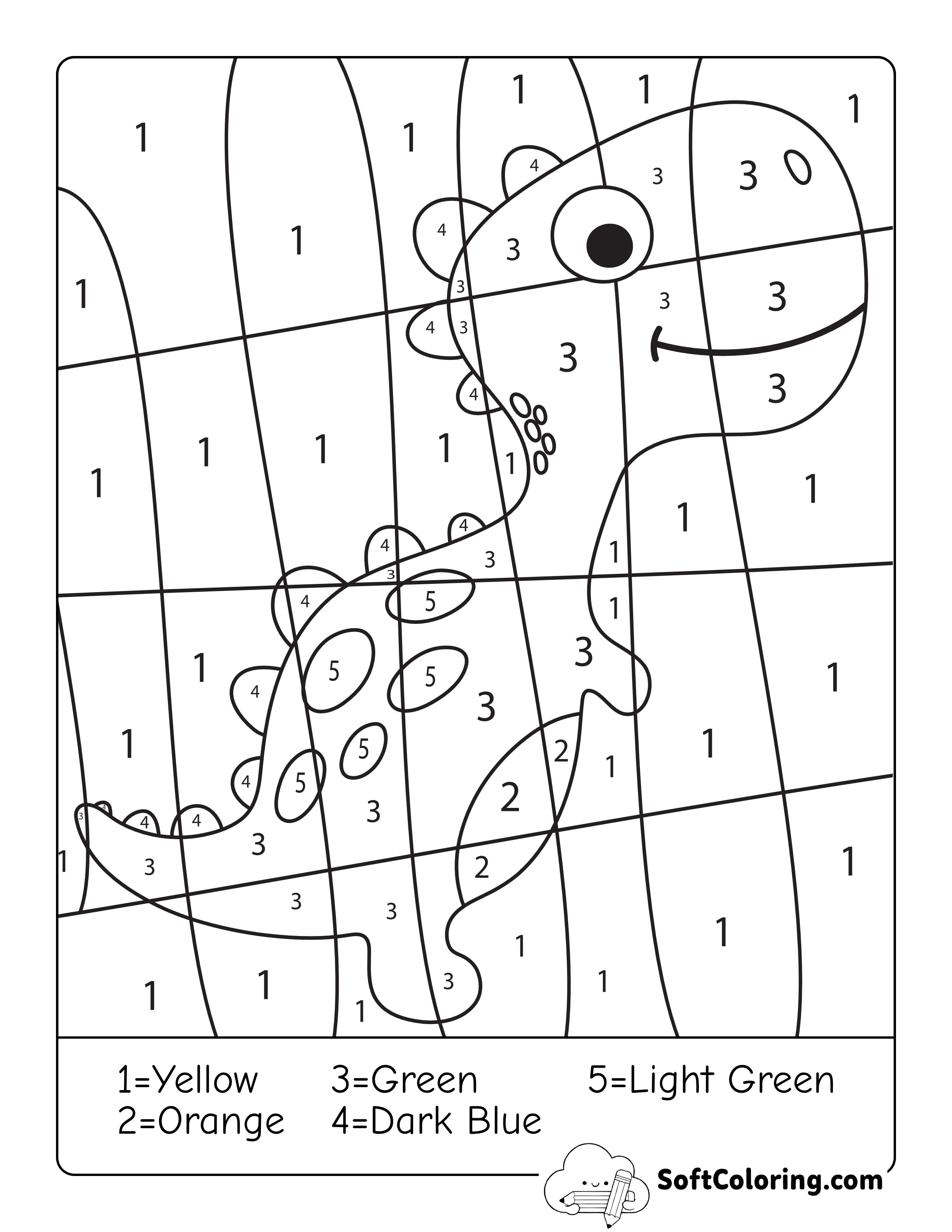 Dino Color by Number for Preschoolers