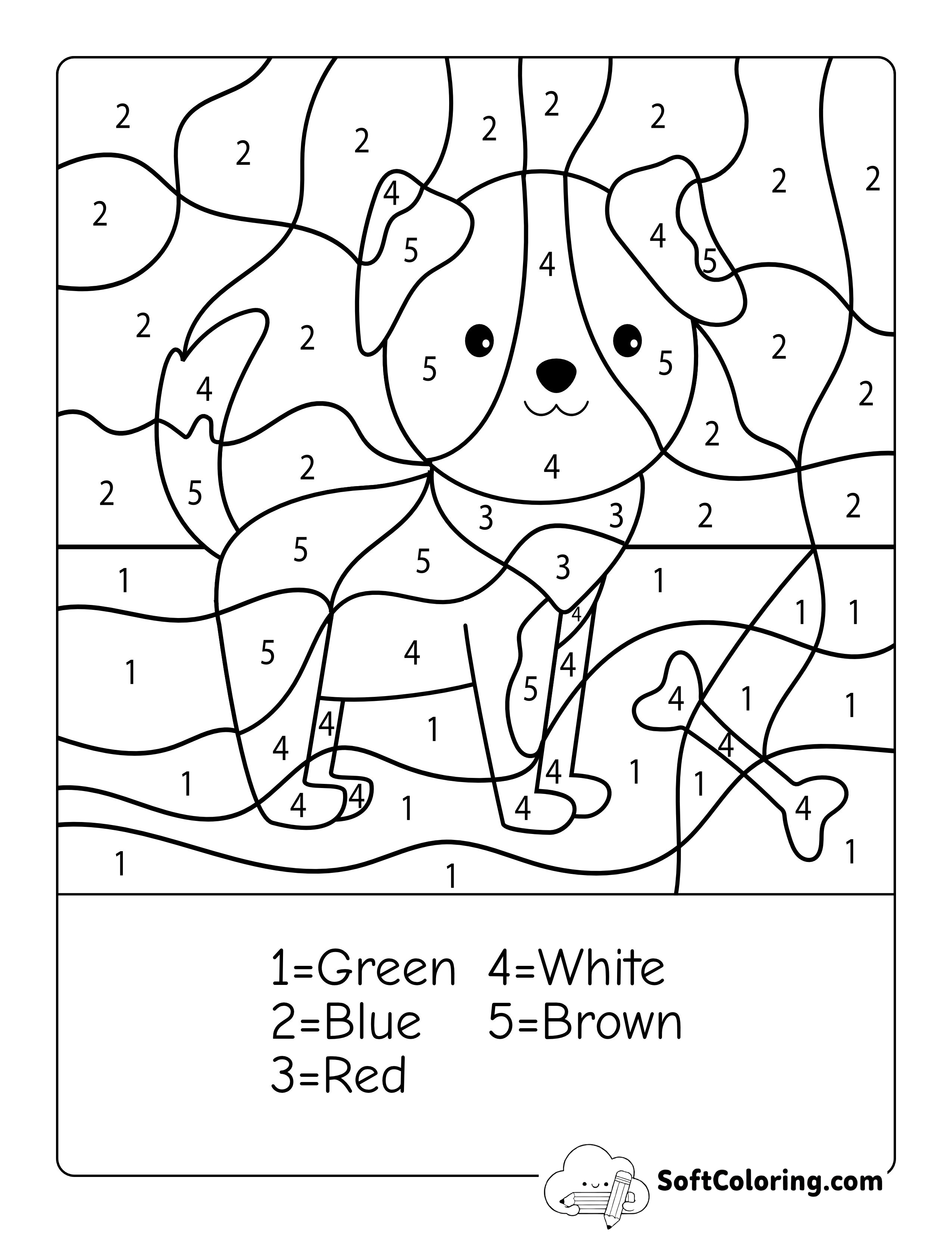 Cute Dog Color by Number Printable