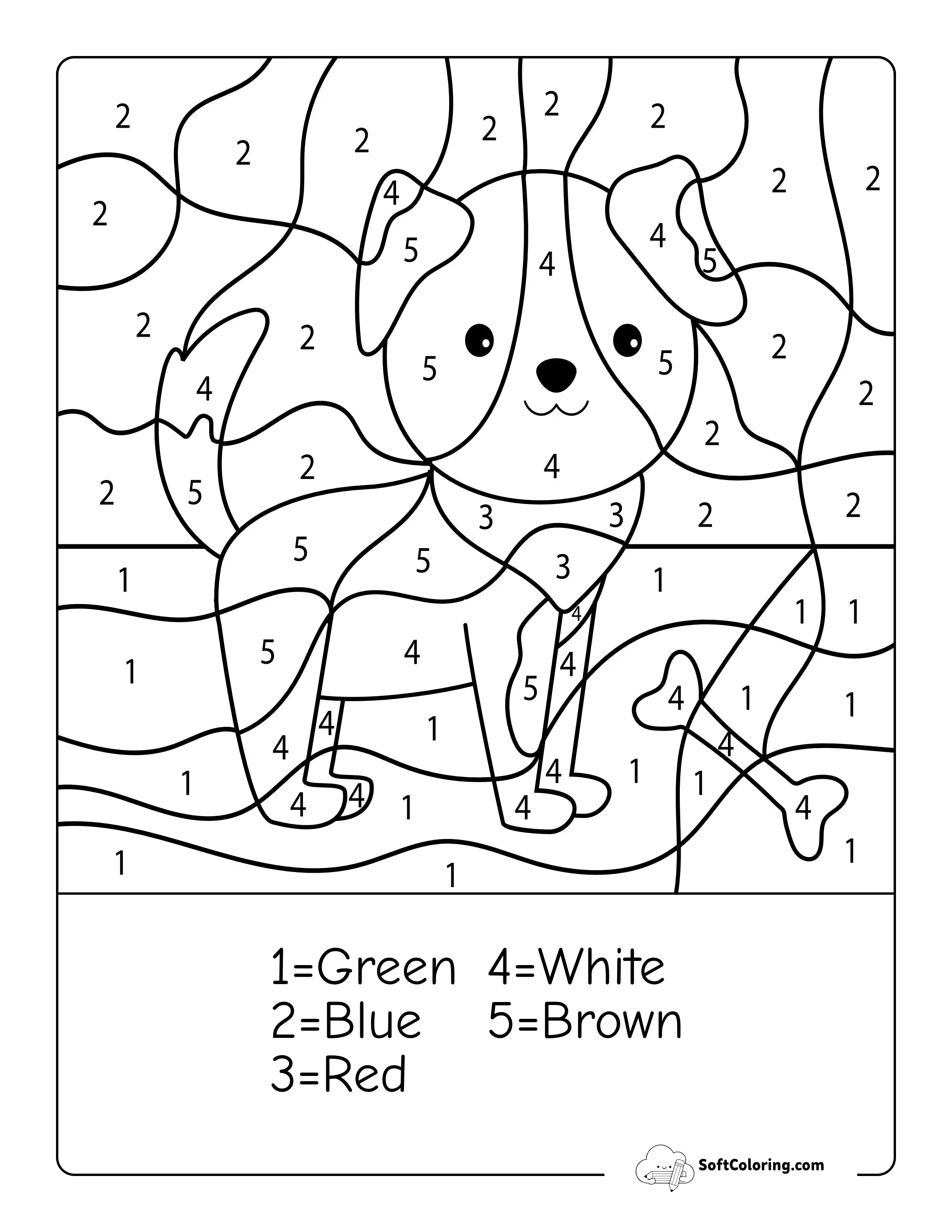 Cute Dog Color By Number Printable