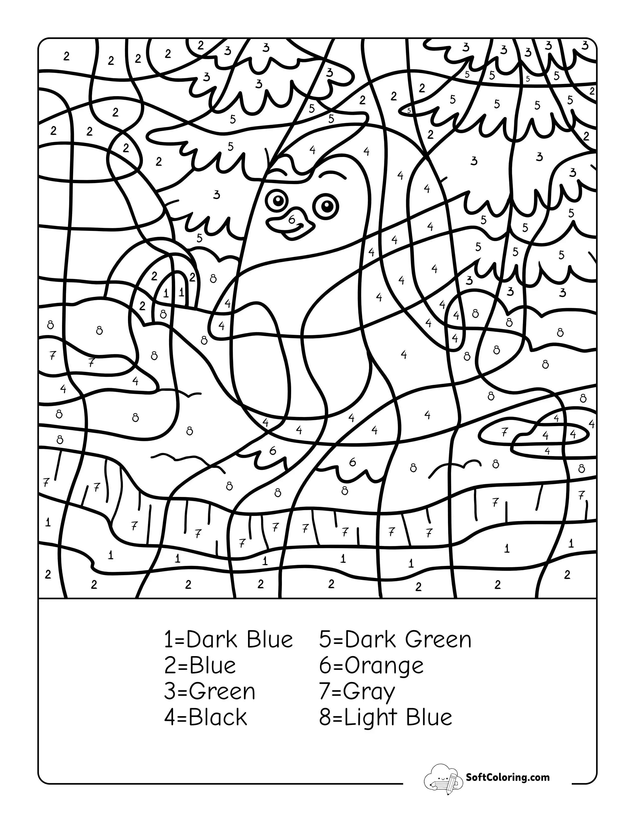 Penguin Color By Numbers For Kids