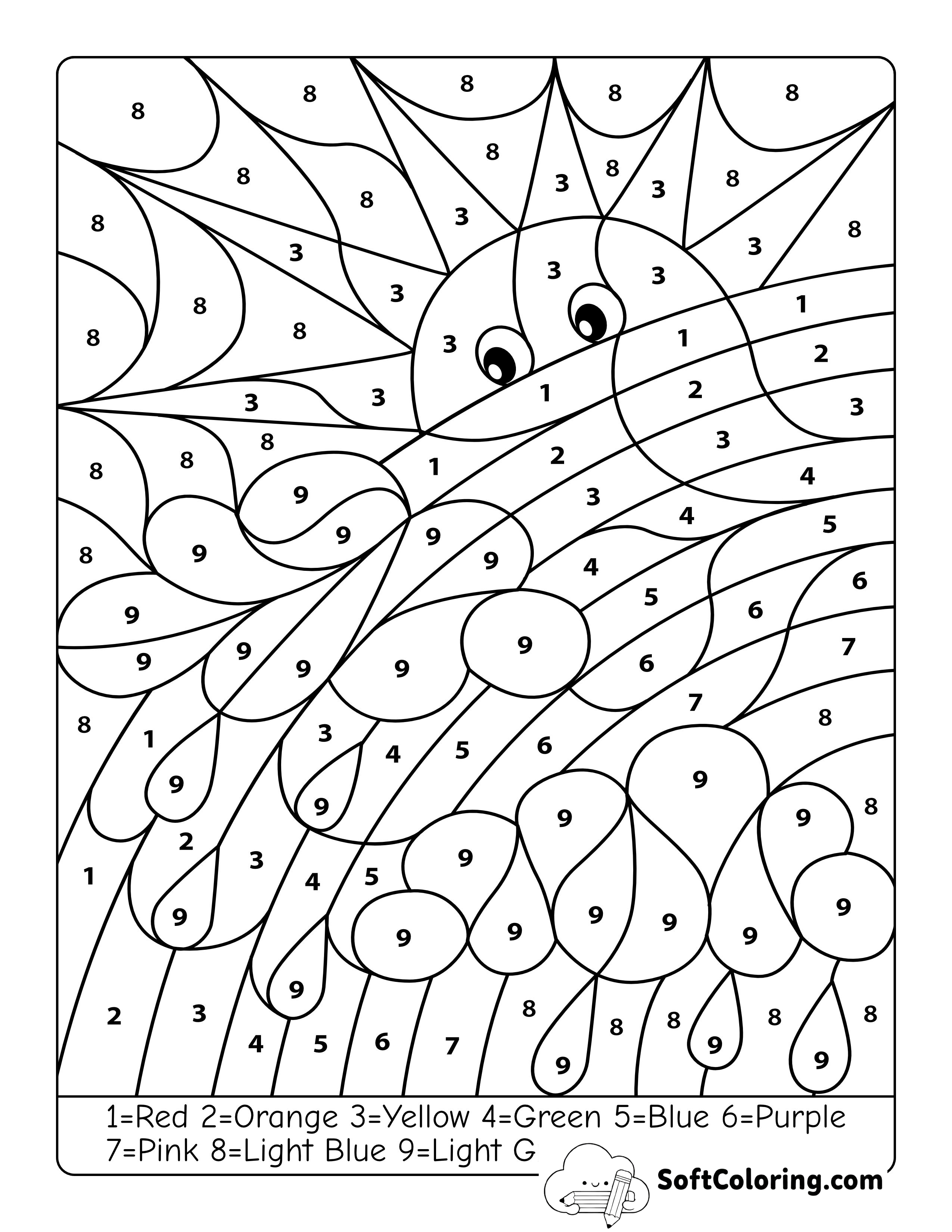 Rainbow Sunrise Color by Number Printable