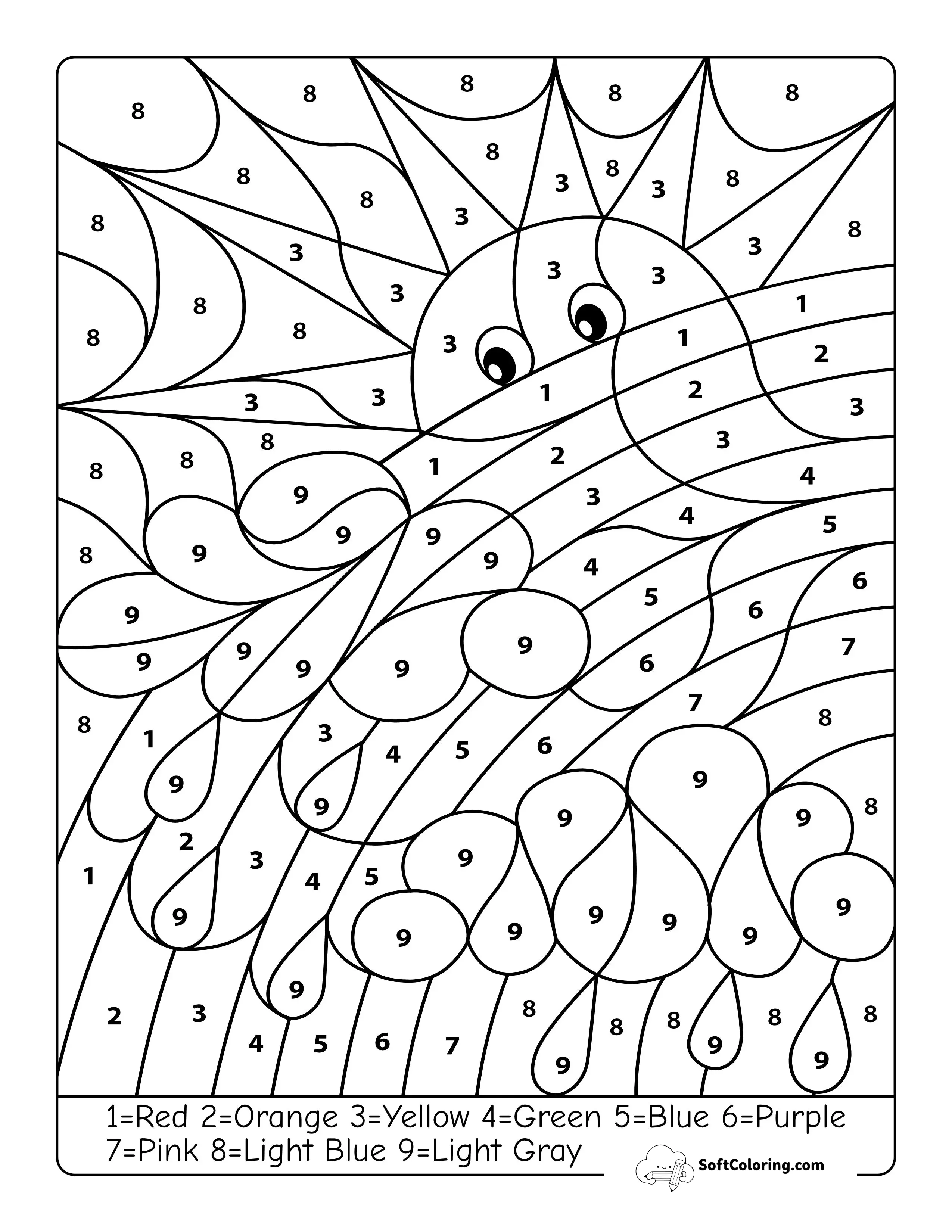 Rainbow Color By Number Printable