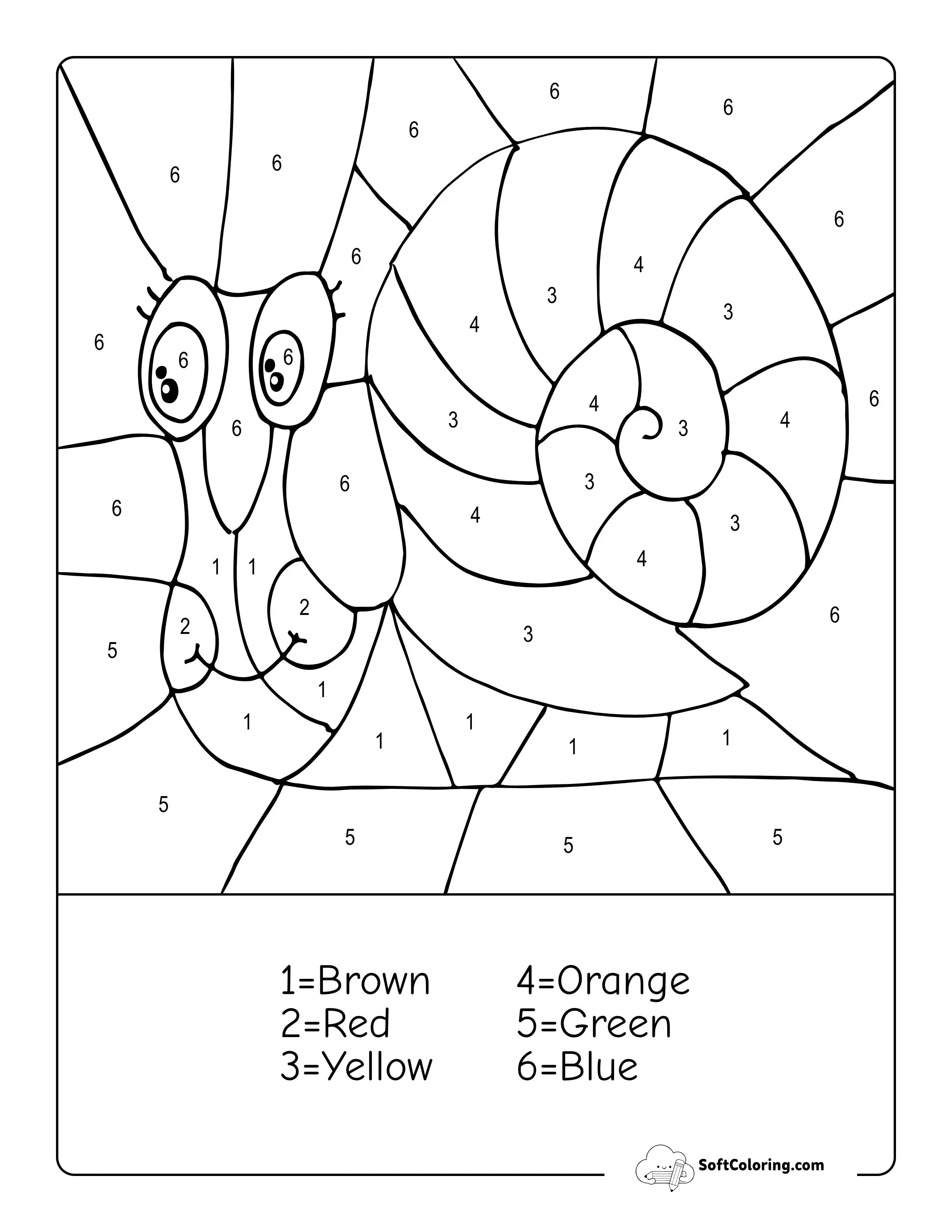 Snail Color By Numbers Worksheet