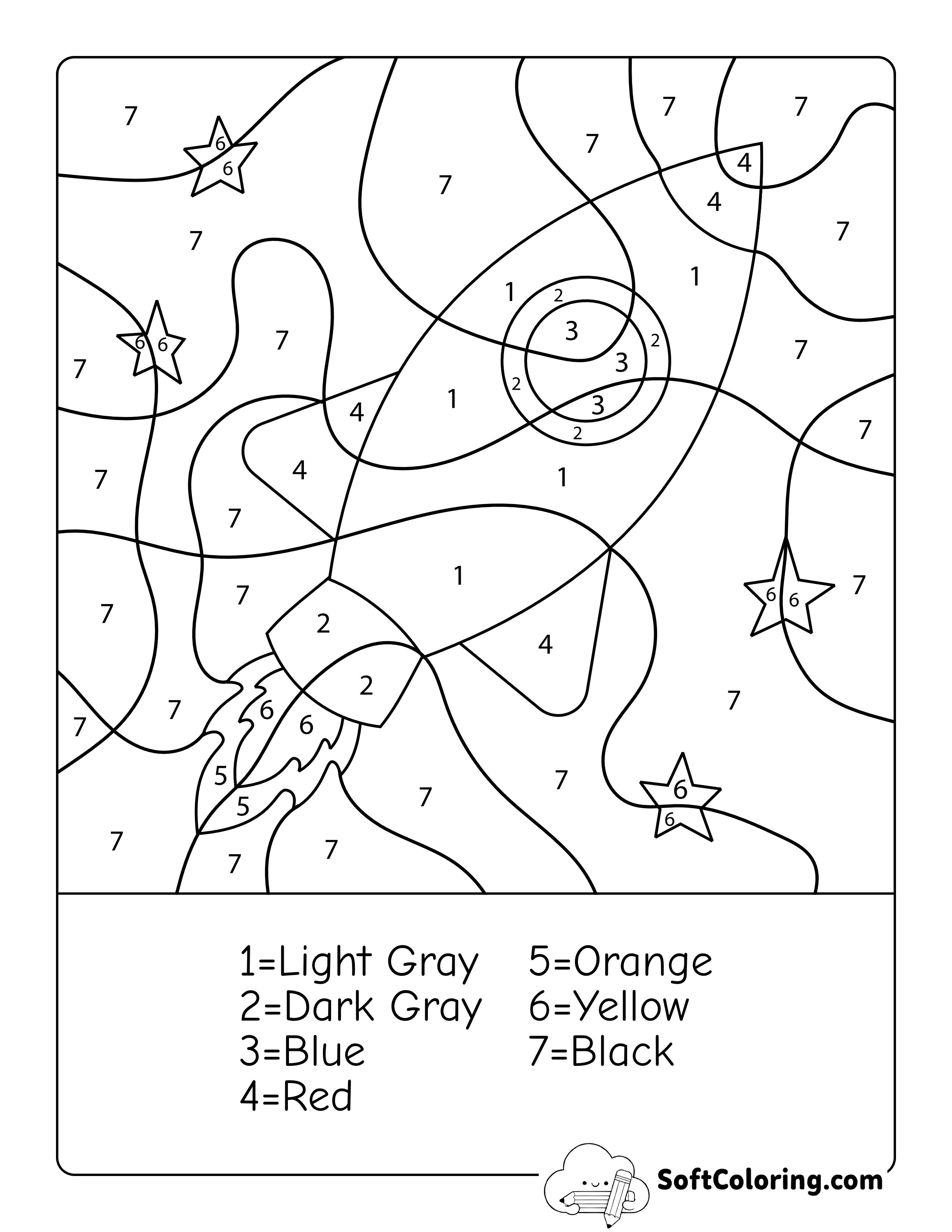 Color by Number Space Rocket