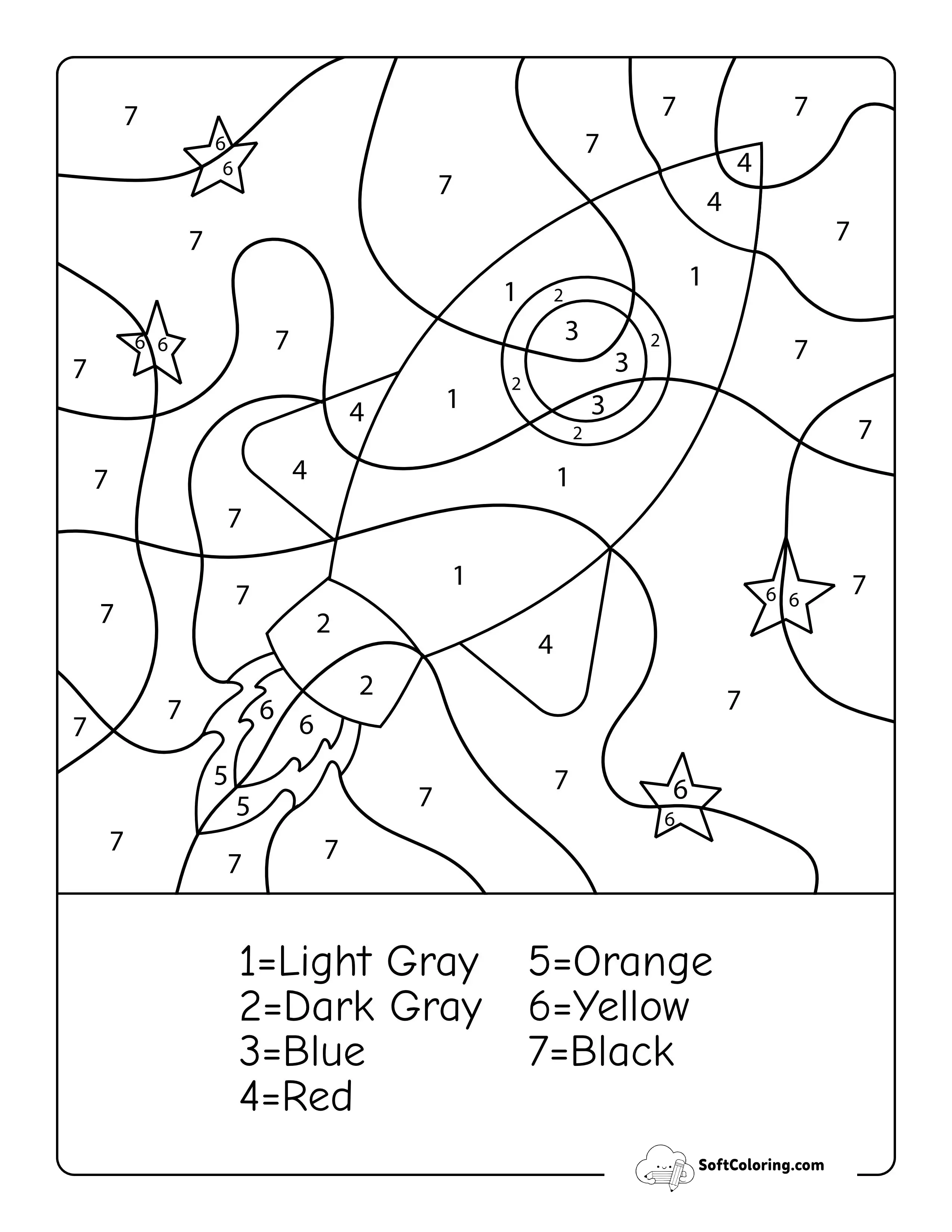 Color By Number Space Rocket