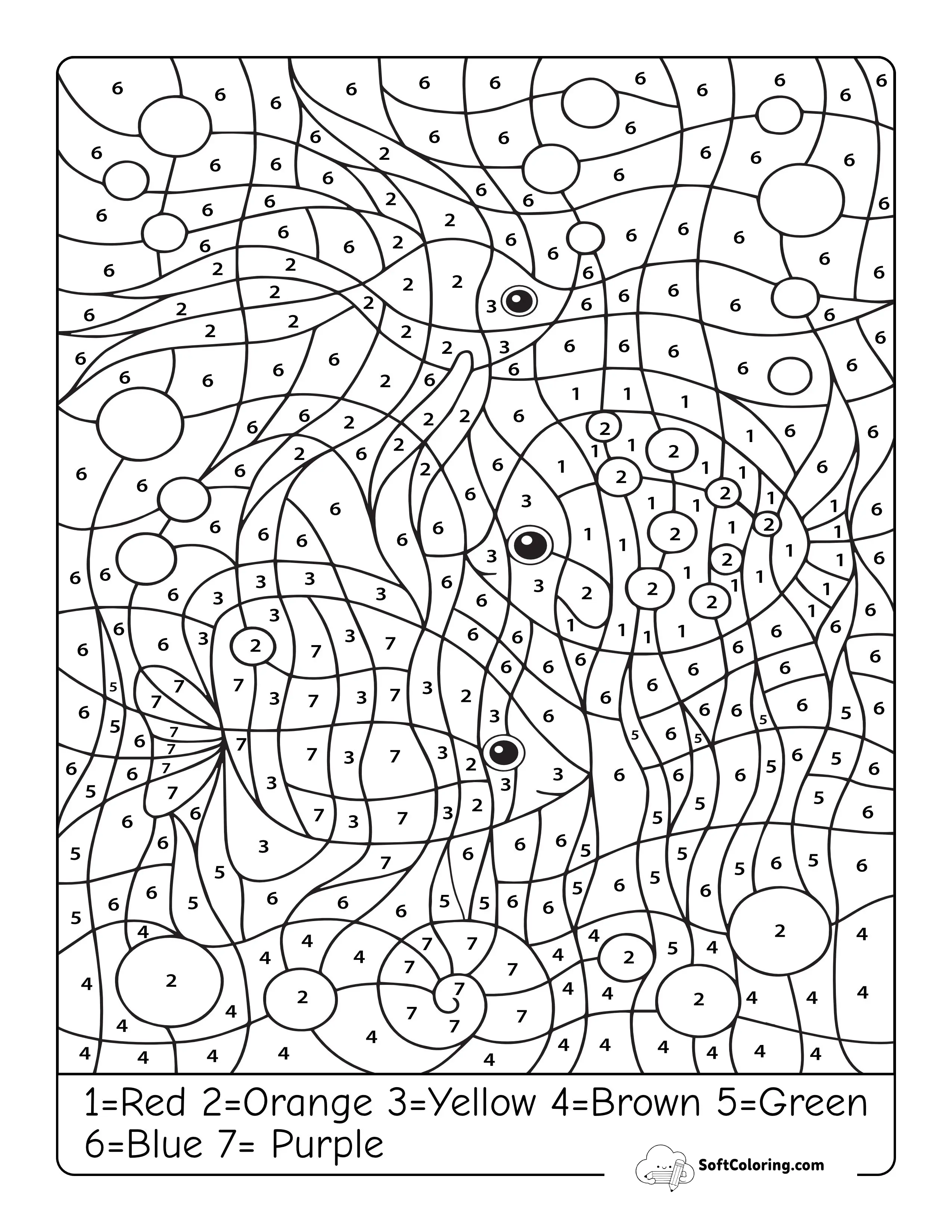 Tropical Fish Color By Number Picture