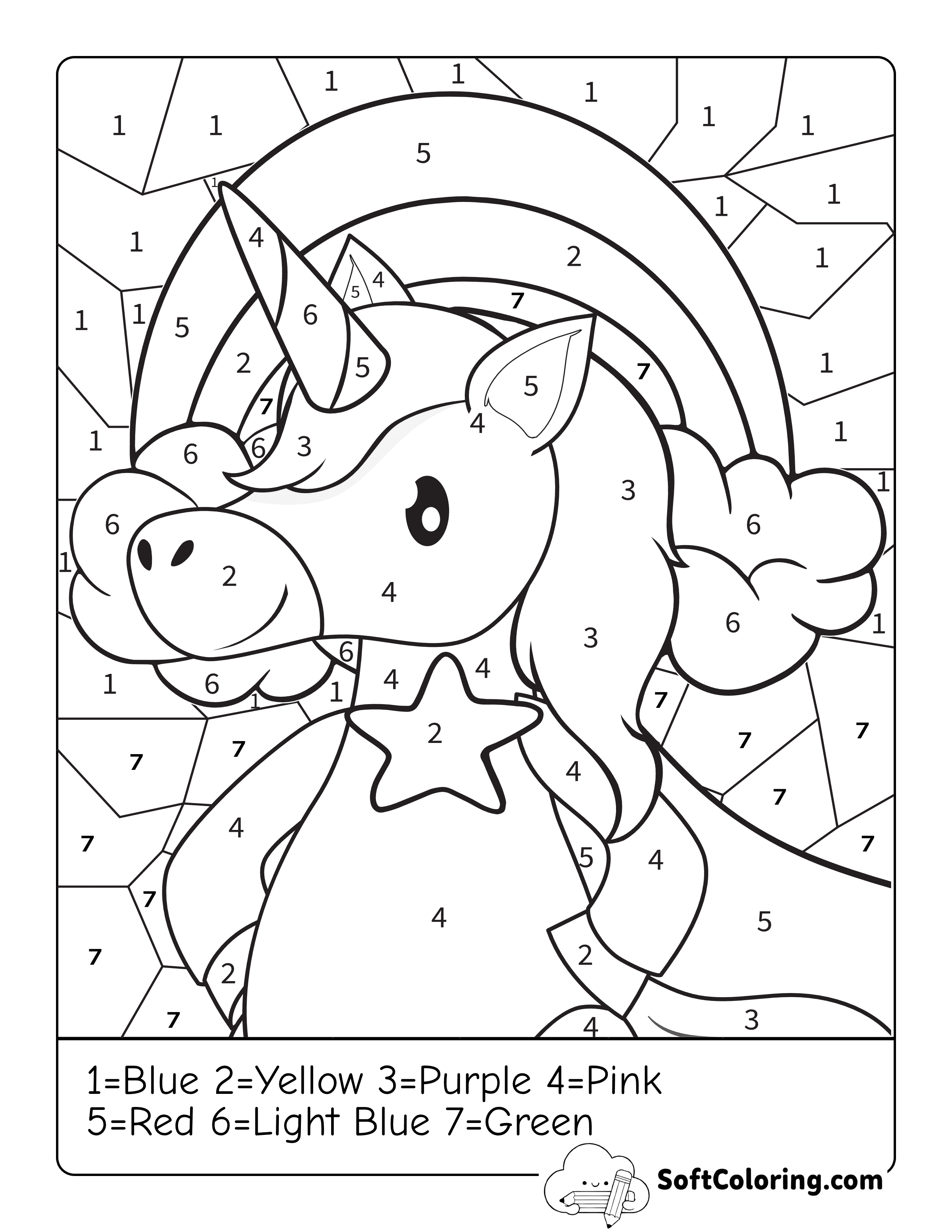 Unicorn Superhero Color by Number Printable