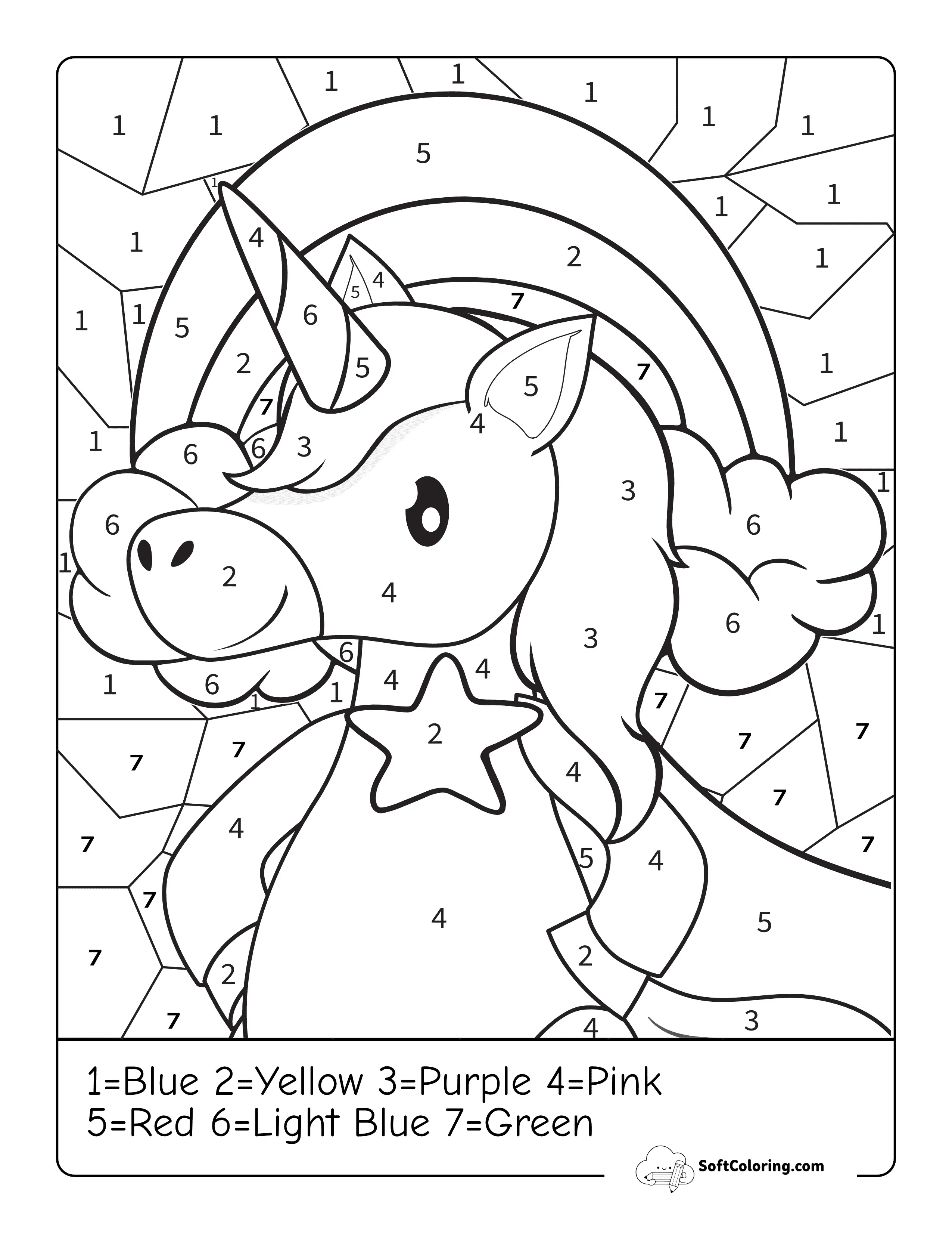 Unicorn Superhero Color By Number Printable