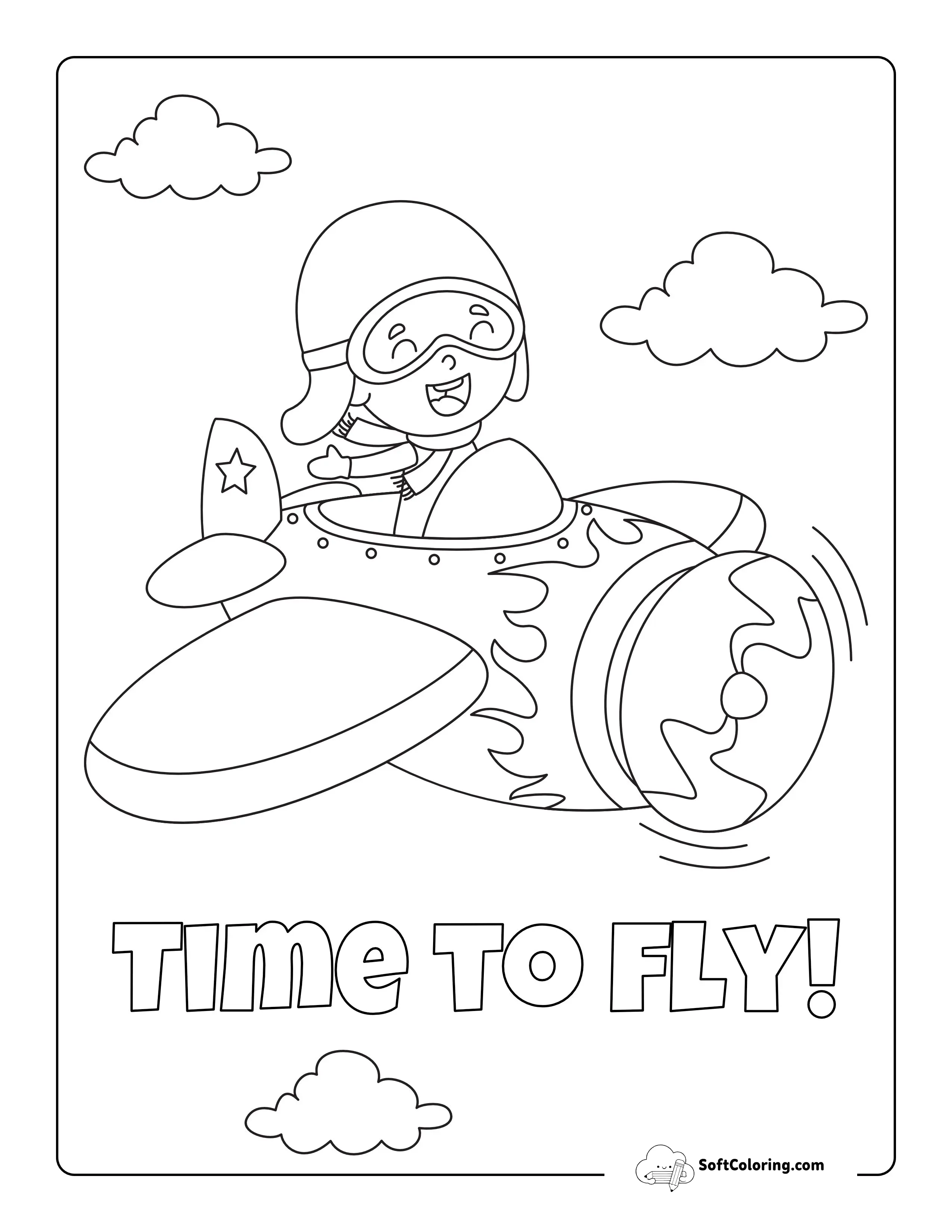 "Time To Fly" Airplane Picture To Color