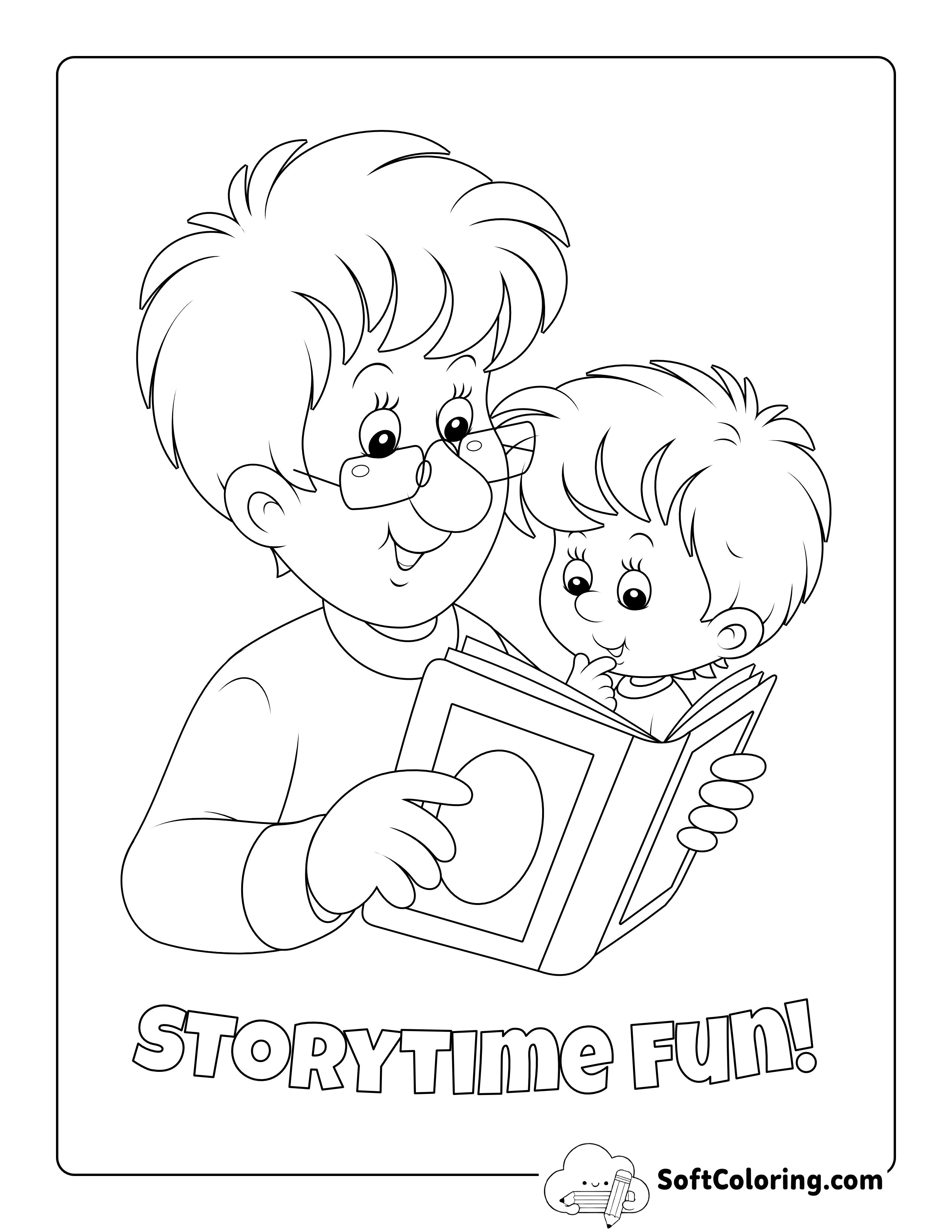 "Storytime Fun!" Father & Son Coloring Sheet