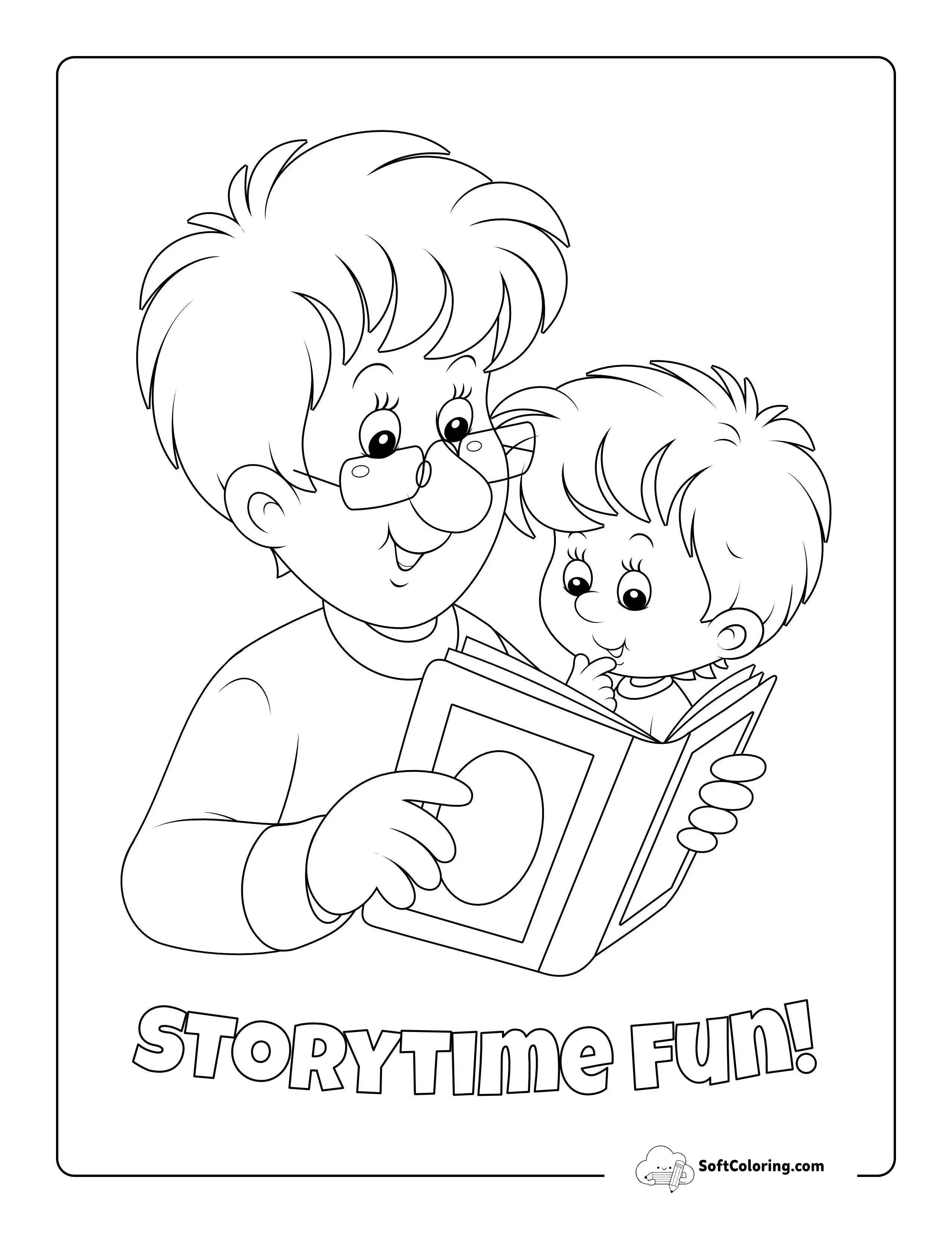 "Storytime Fun!" Father & Son Coloring Sheet