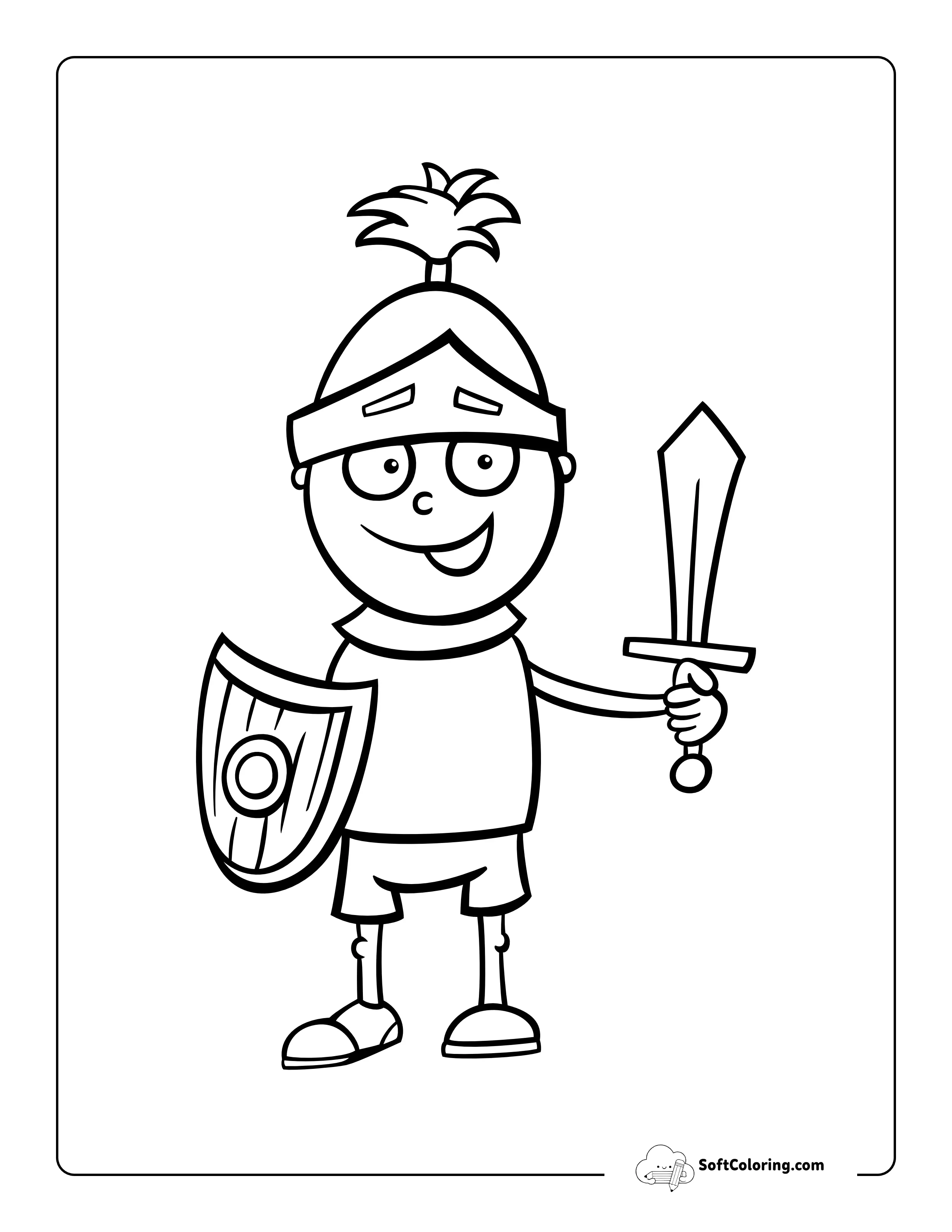 Knight With Sword Cartoon To Color