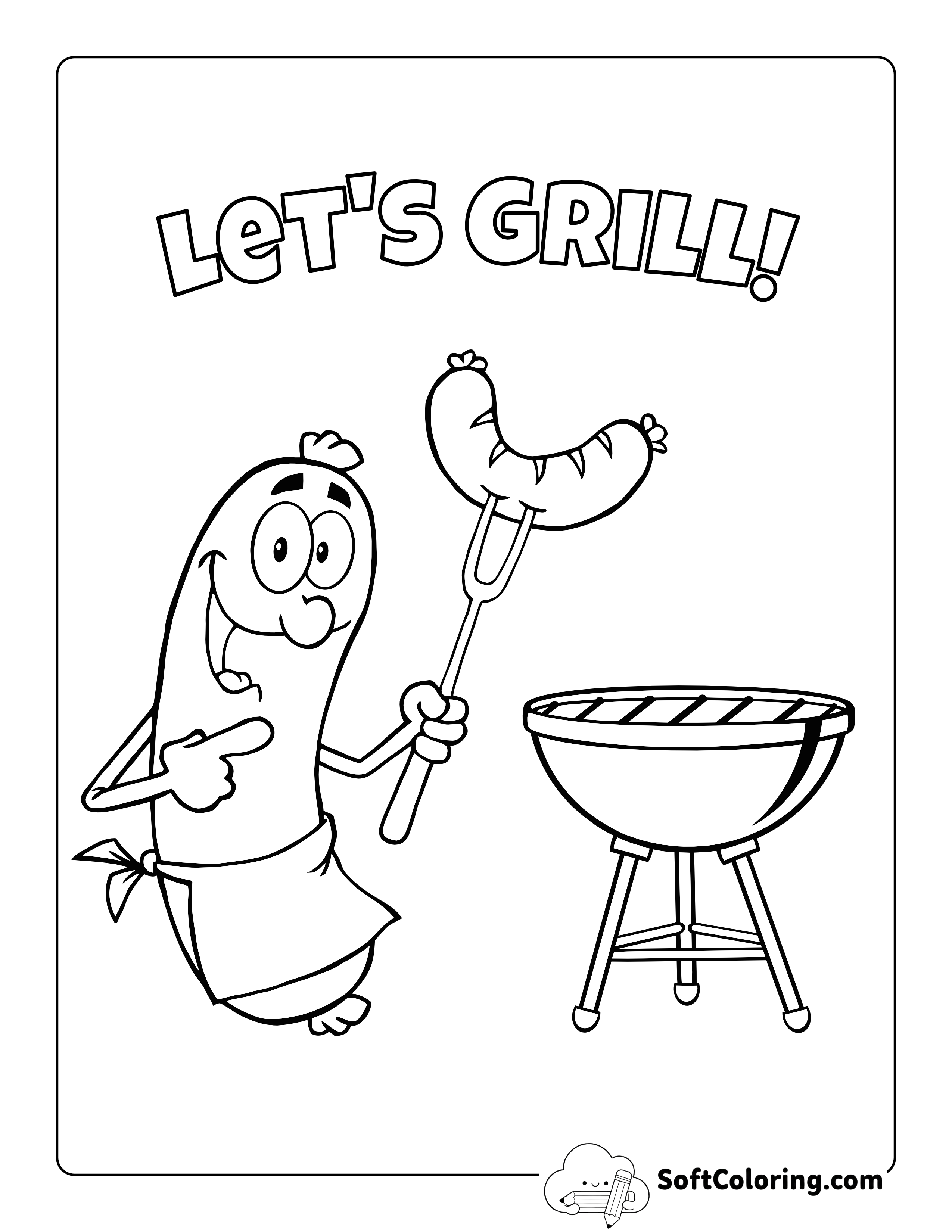 "Let's Grill" Summer Coloring Sheet for Boys