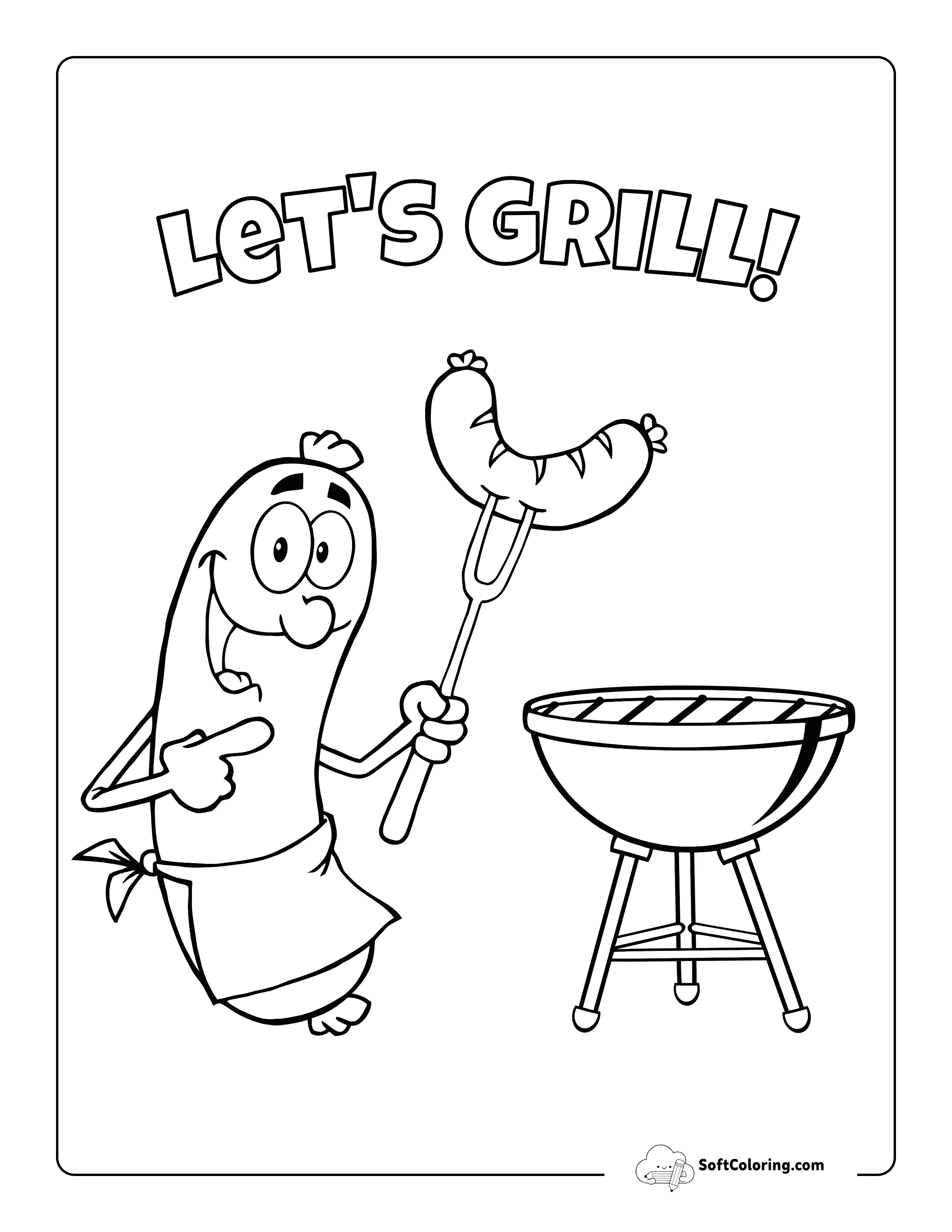 "Let's Grill" Summer Coloring Sheet For Boys
