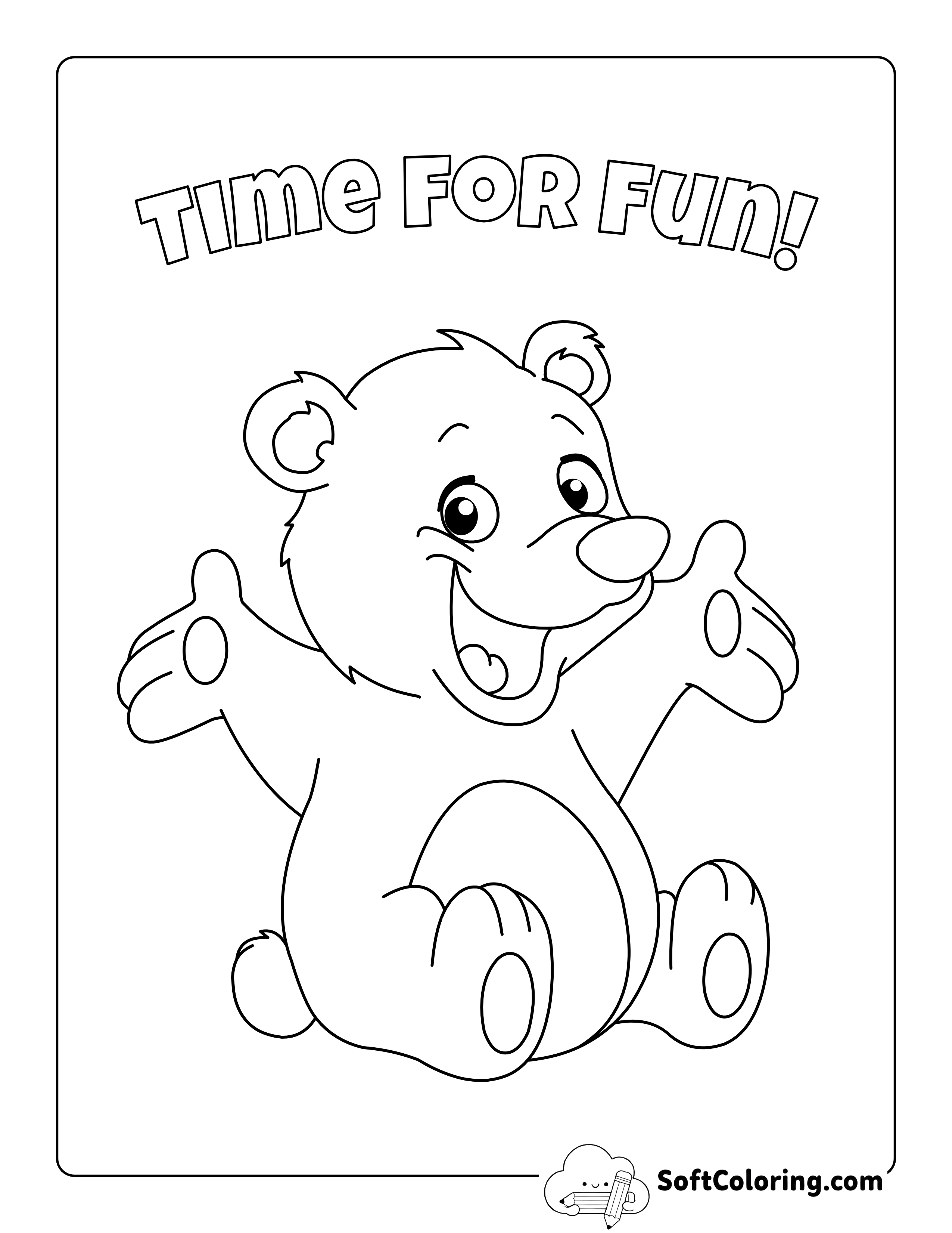 Cute Bear Printable for Preschoolers to Color