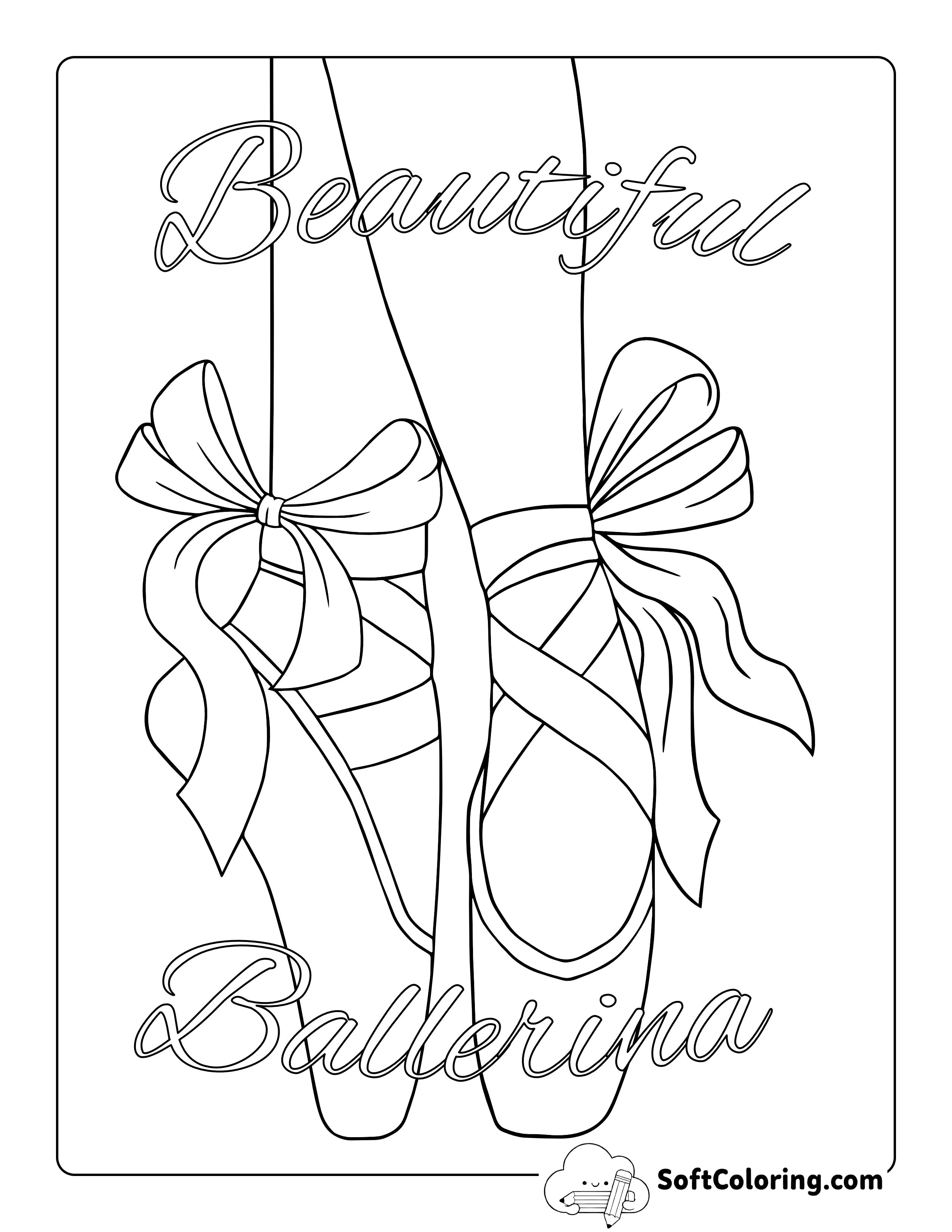 "Beautiful Ballerina" Slippers Coloring Sheet
