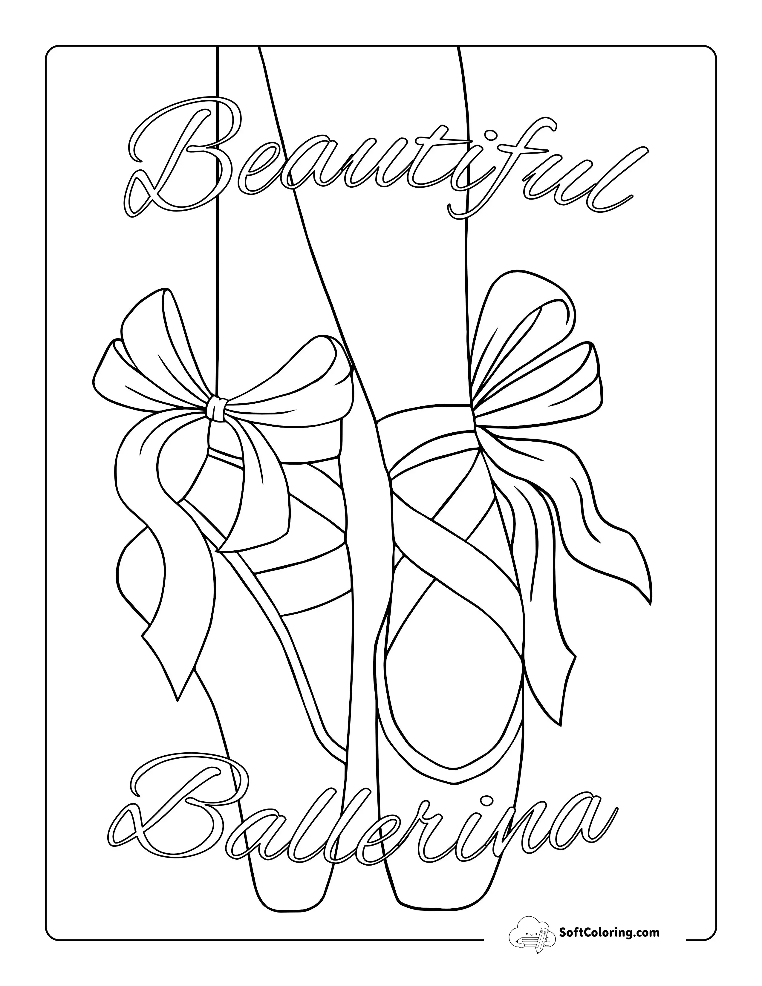 "Beautiful Ballerina" Slippers Coloring Sheet
