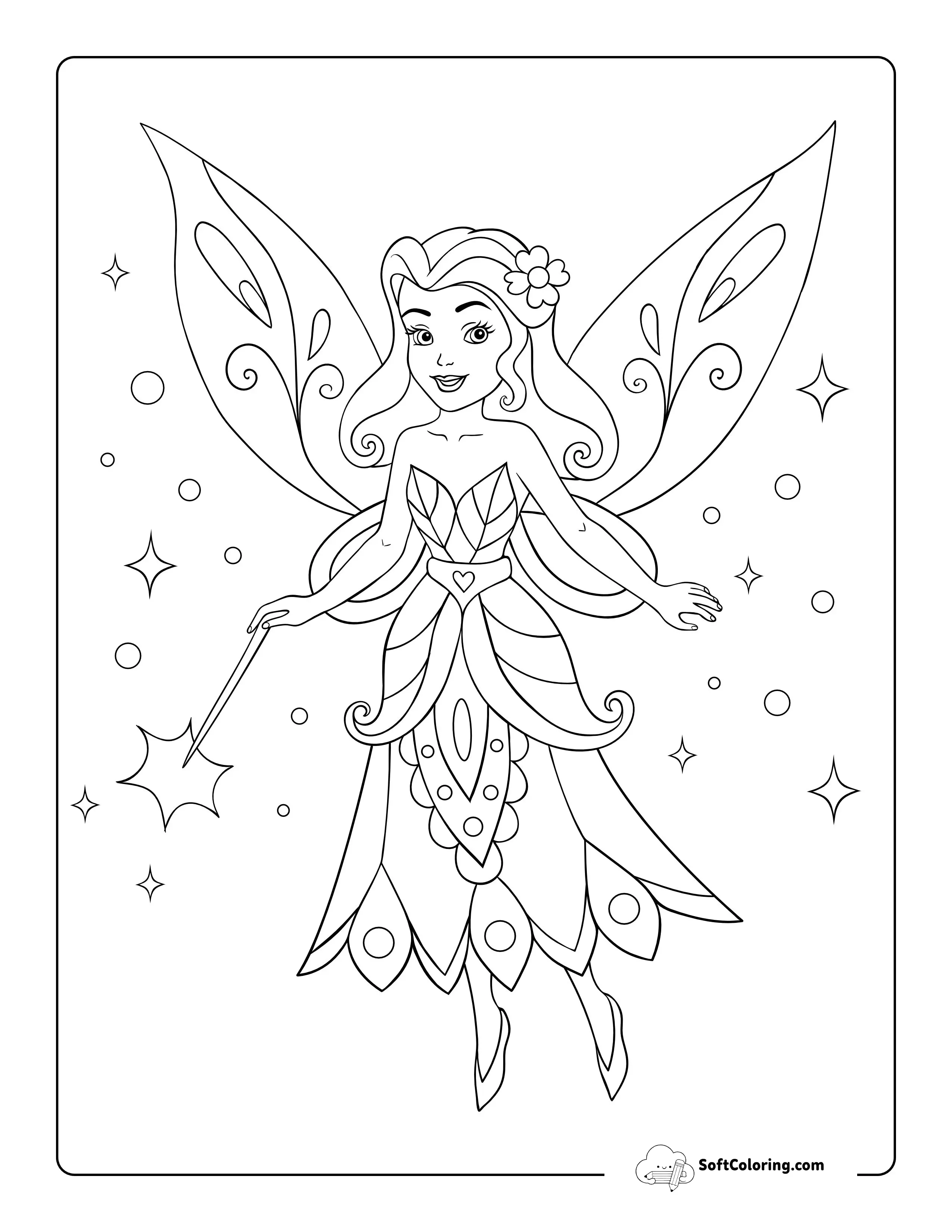 Magical Fairy Coloring Sheet For Girls