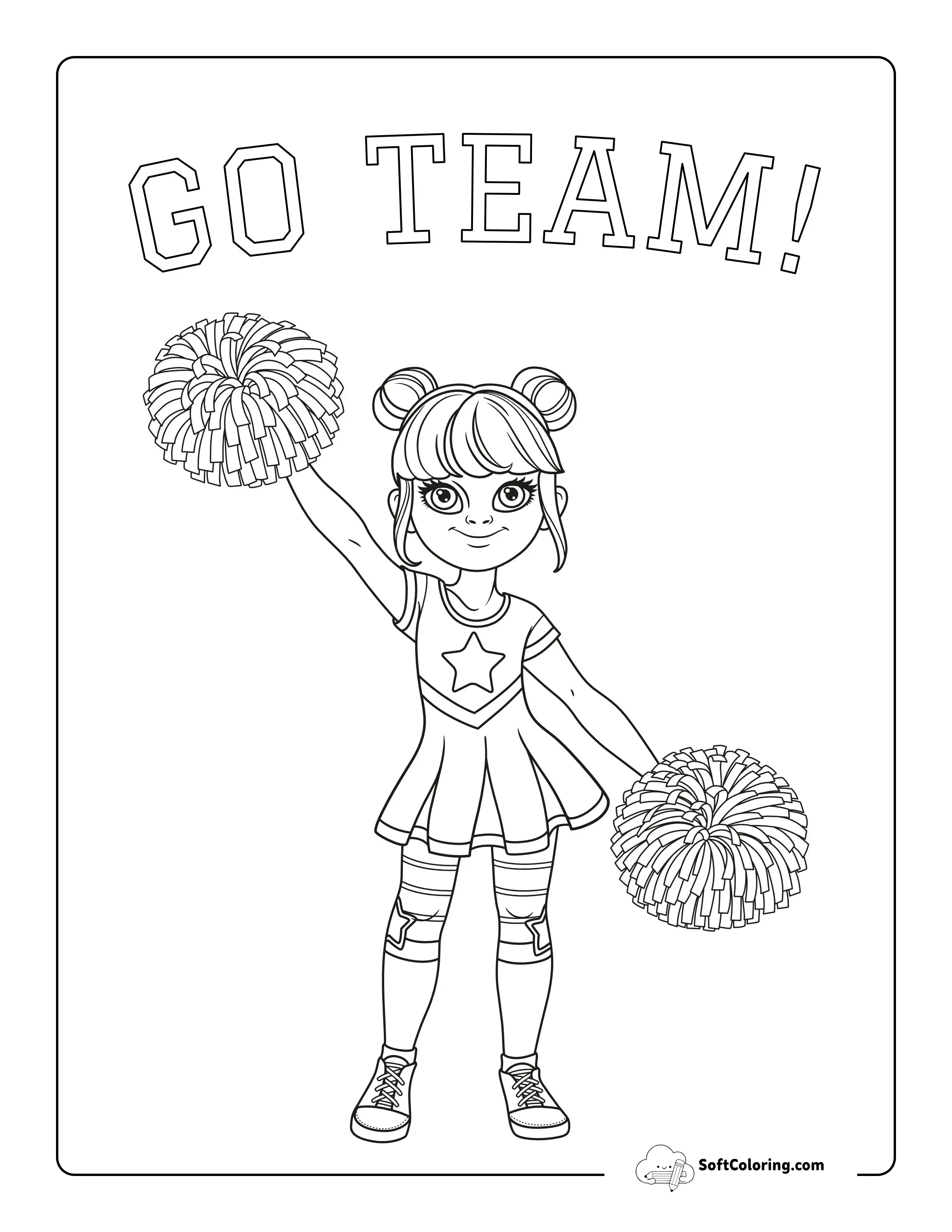 "Go Team" Cheerleader Coloring Sheet