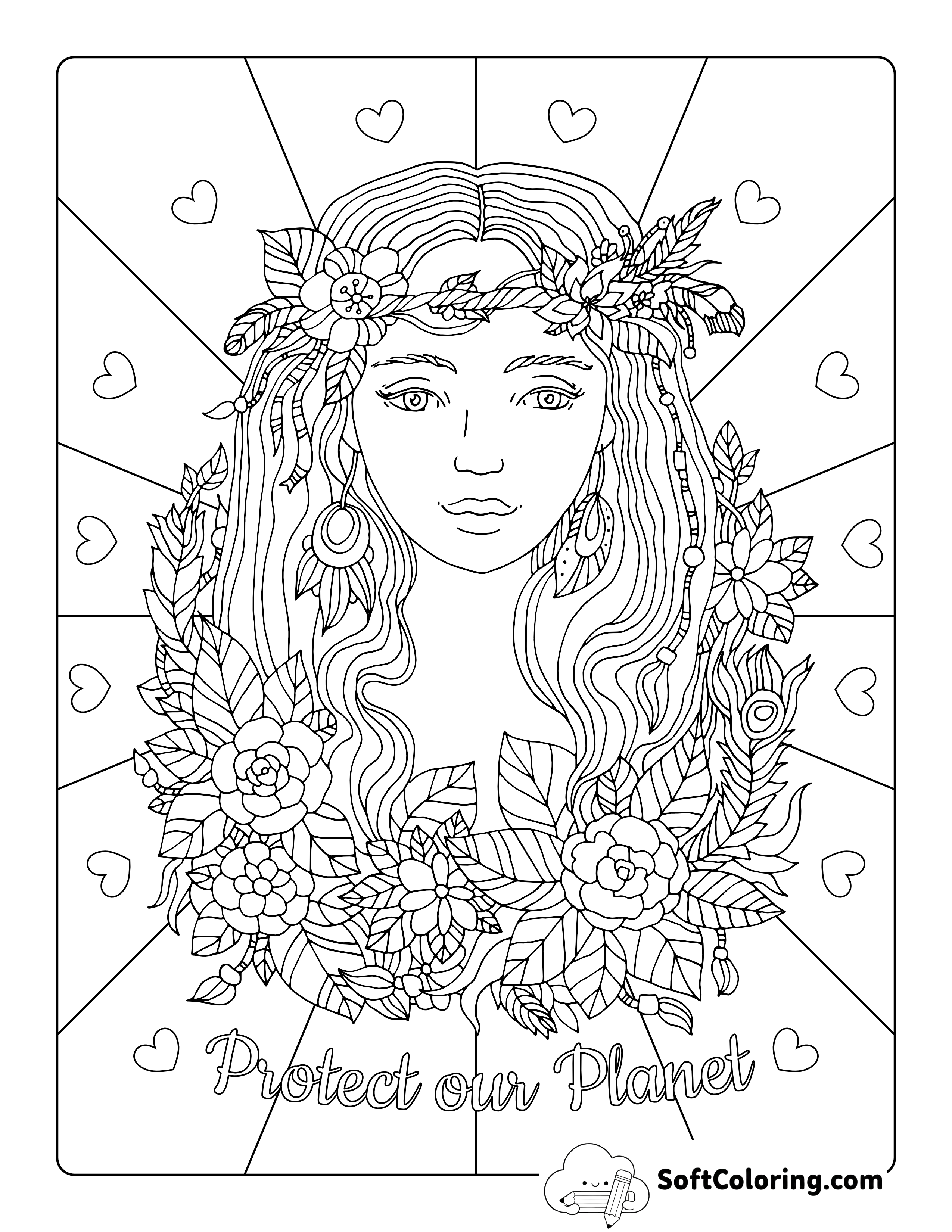 Preppy Girl with Flowers Preppy Picture to Color