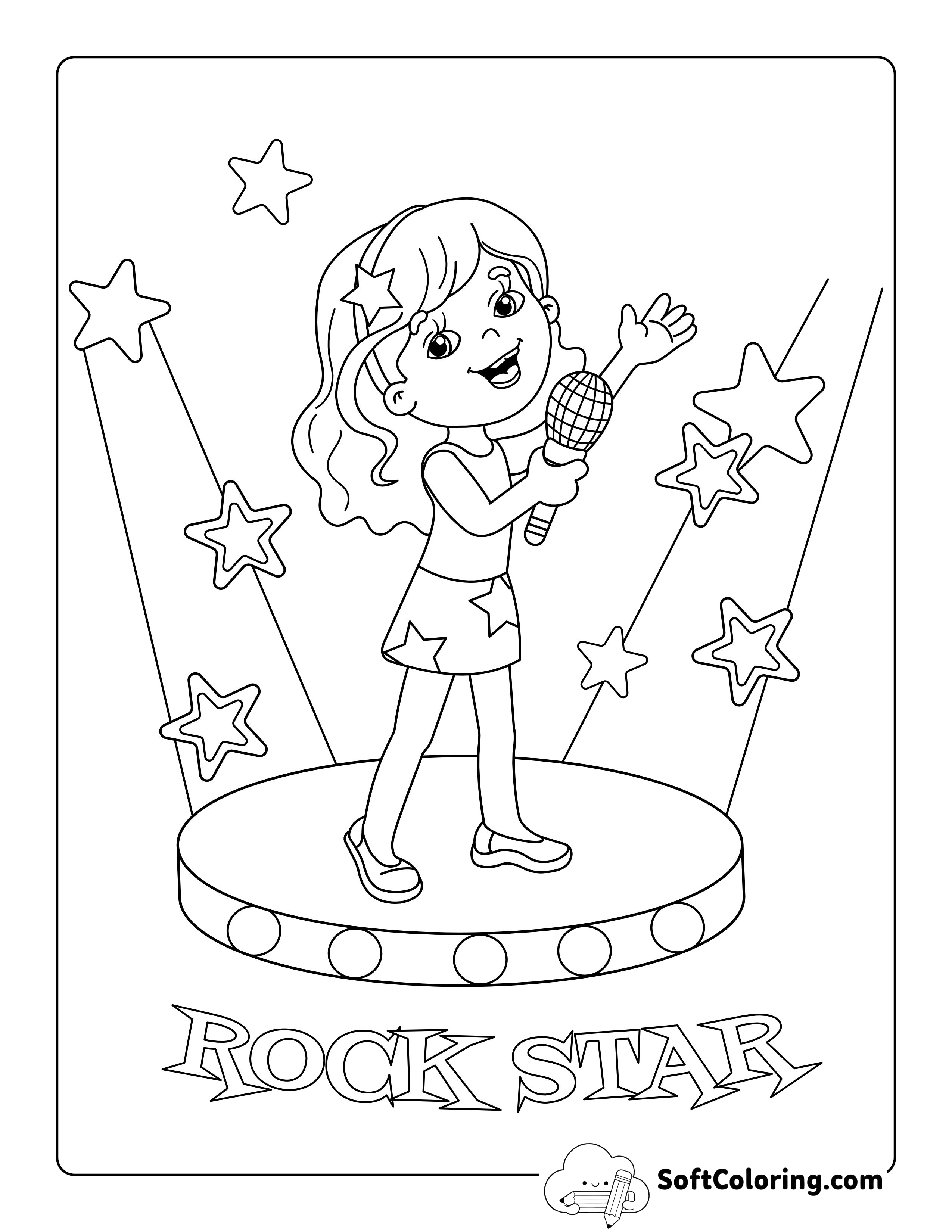 "Rock Star" Coloring Page for Girls
