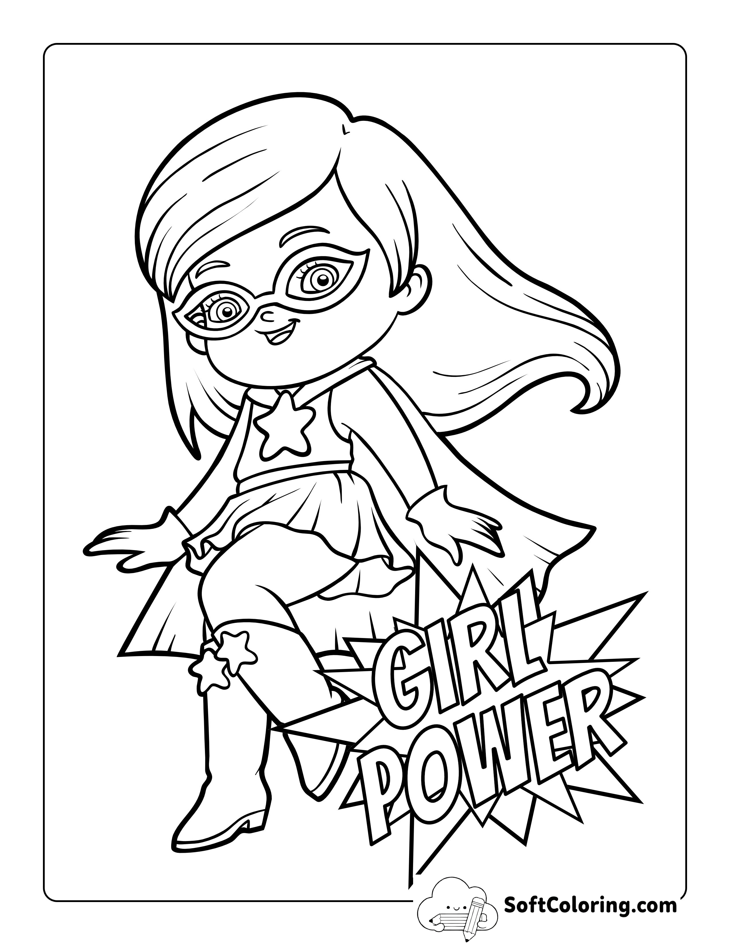 "Girl Power" Superhero Coloring Sheet