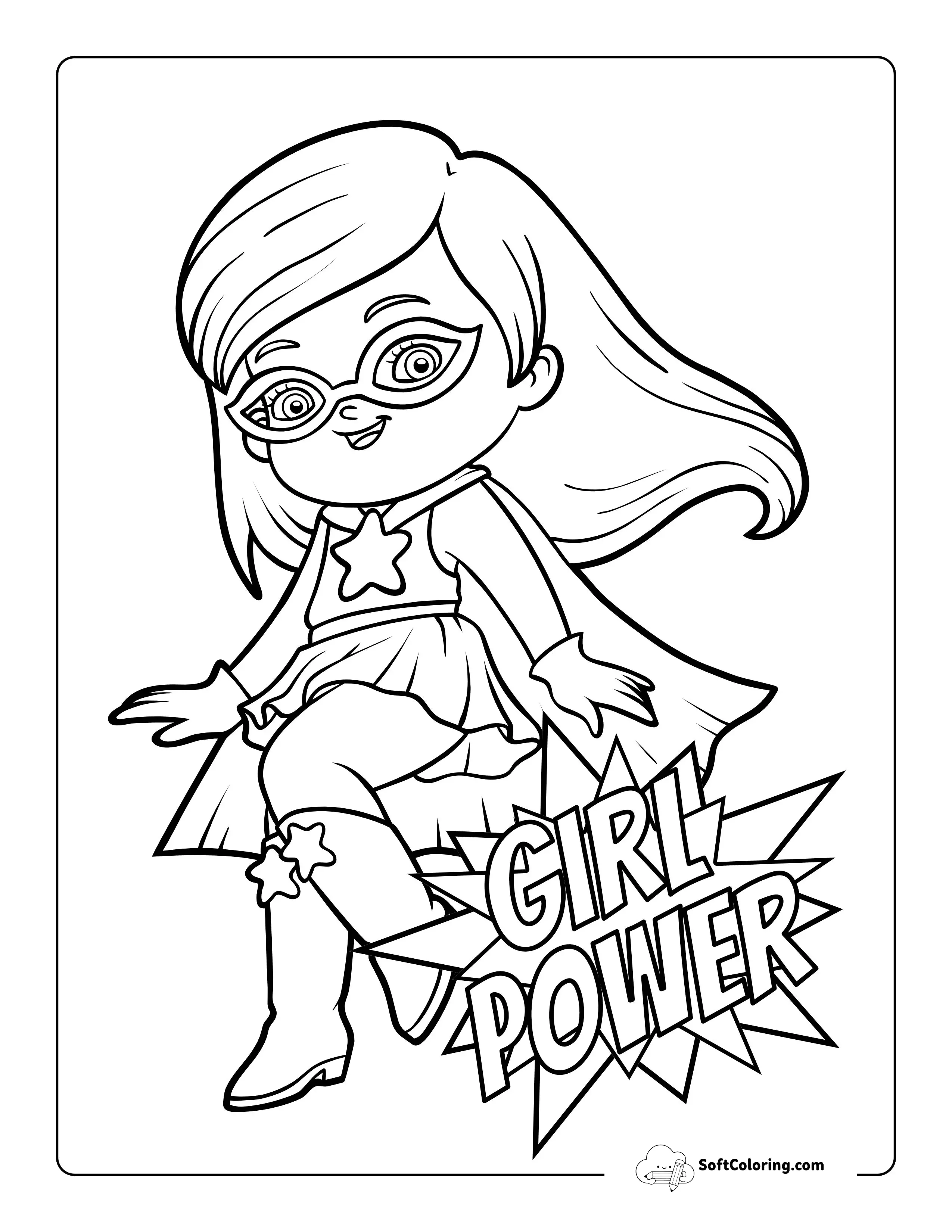 "Girl Power" Superhero Coloring Sheet
