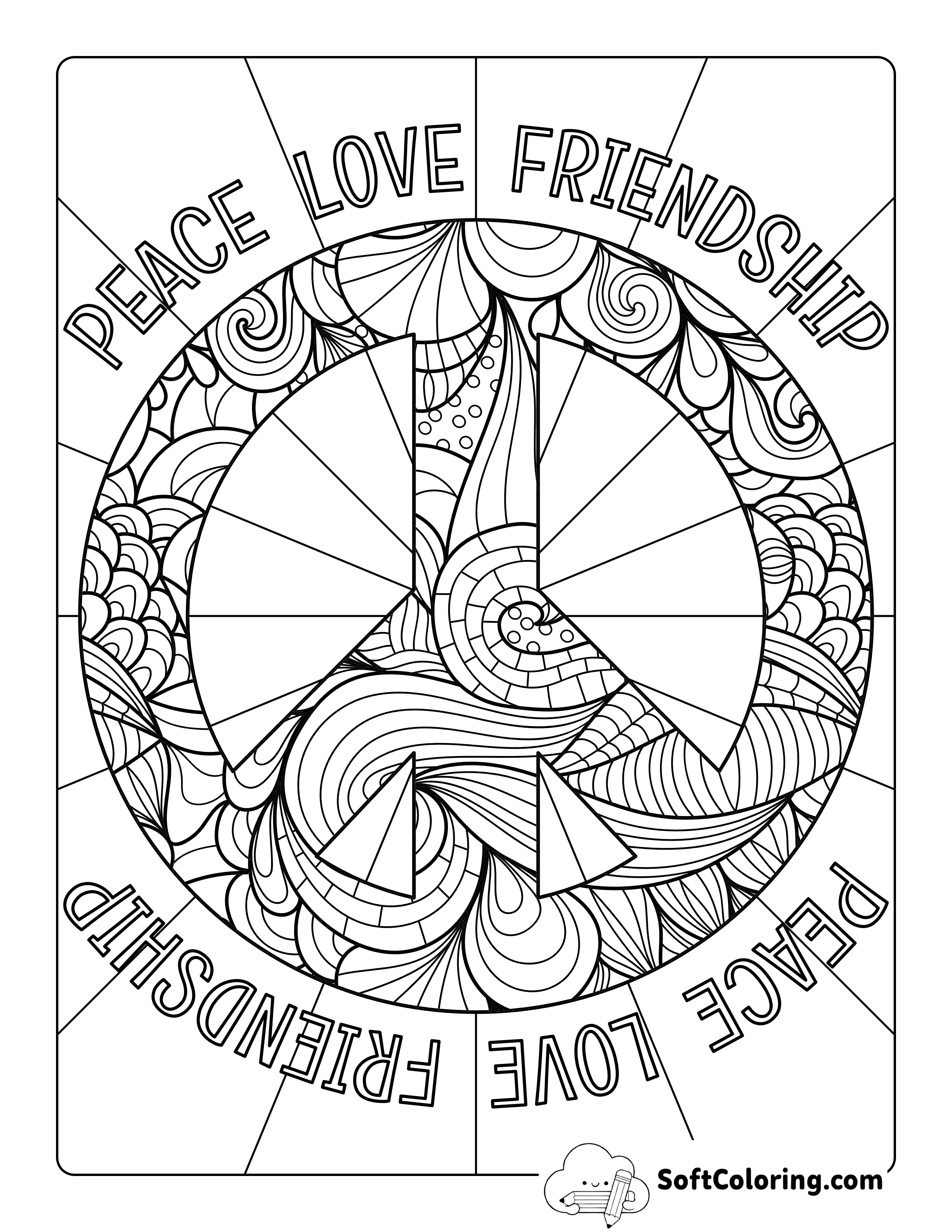 Peace Sign Coloring Sheet for Teens