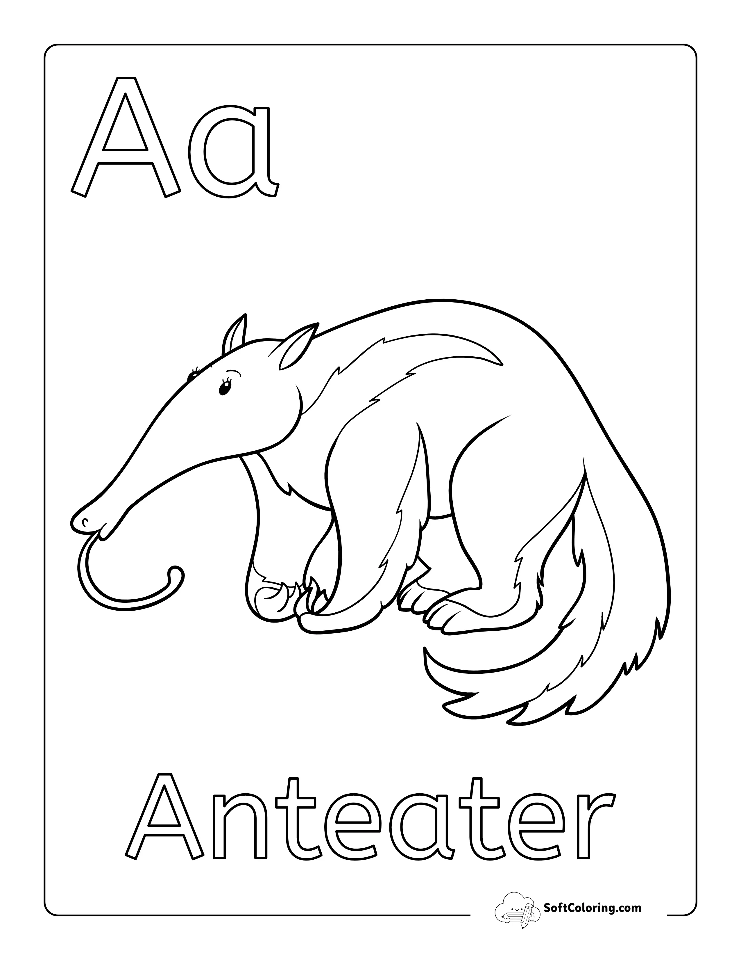 "A Is For Anteater" Coloring Page For Kids
