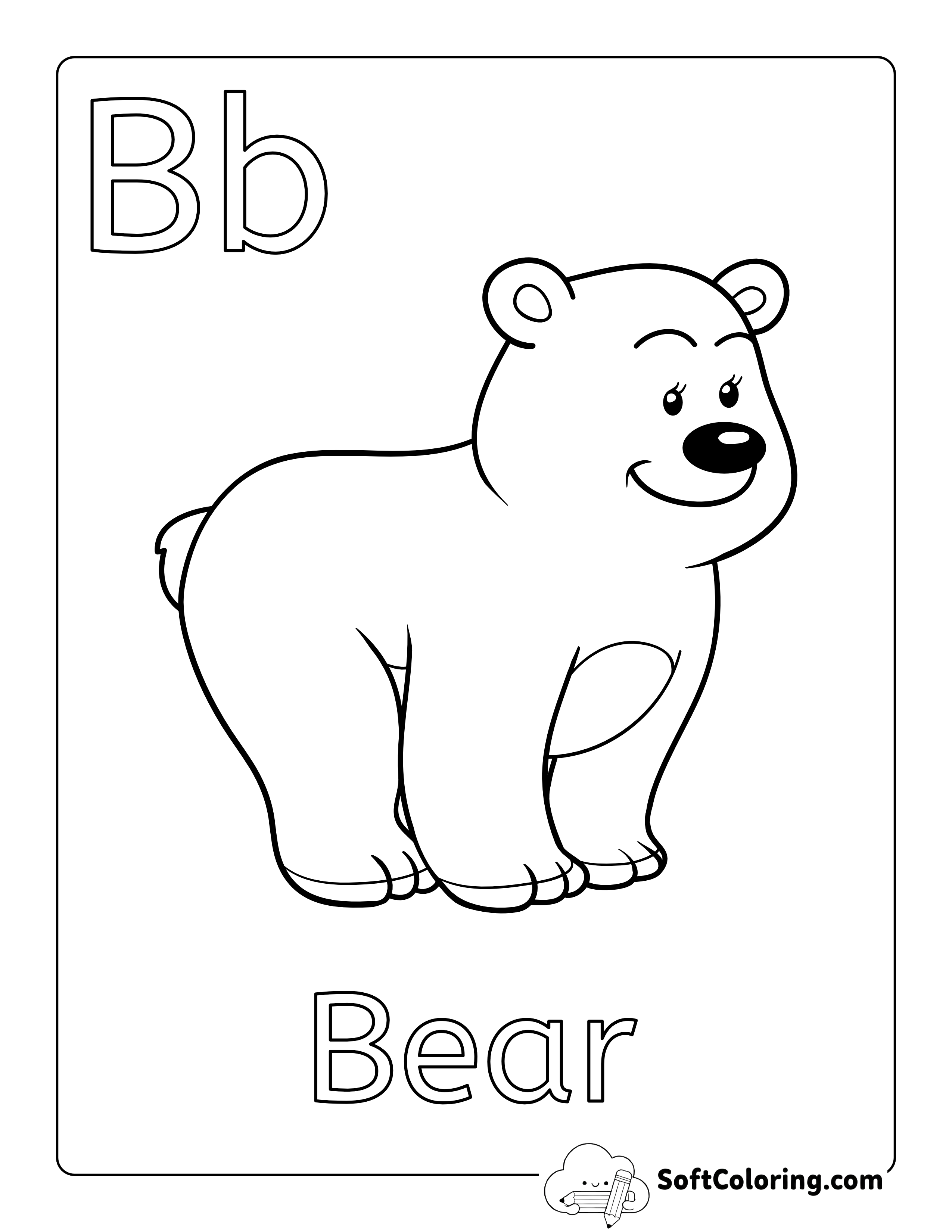 "B is for Bear" Coloring Sheet for Preschoolers
