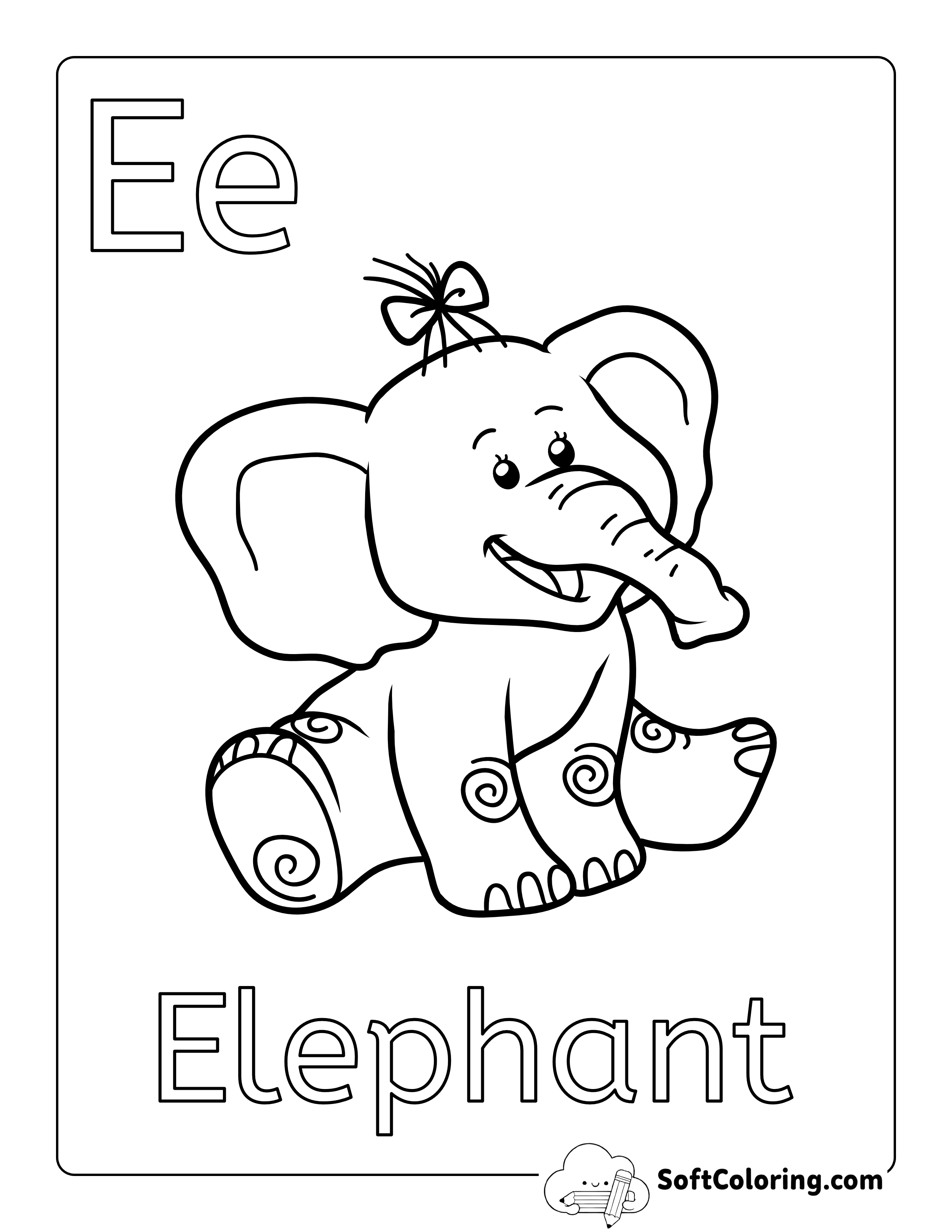 "E is for Elephant" Alphabet Printable