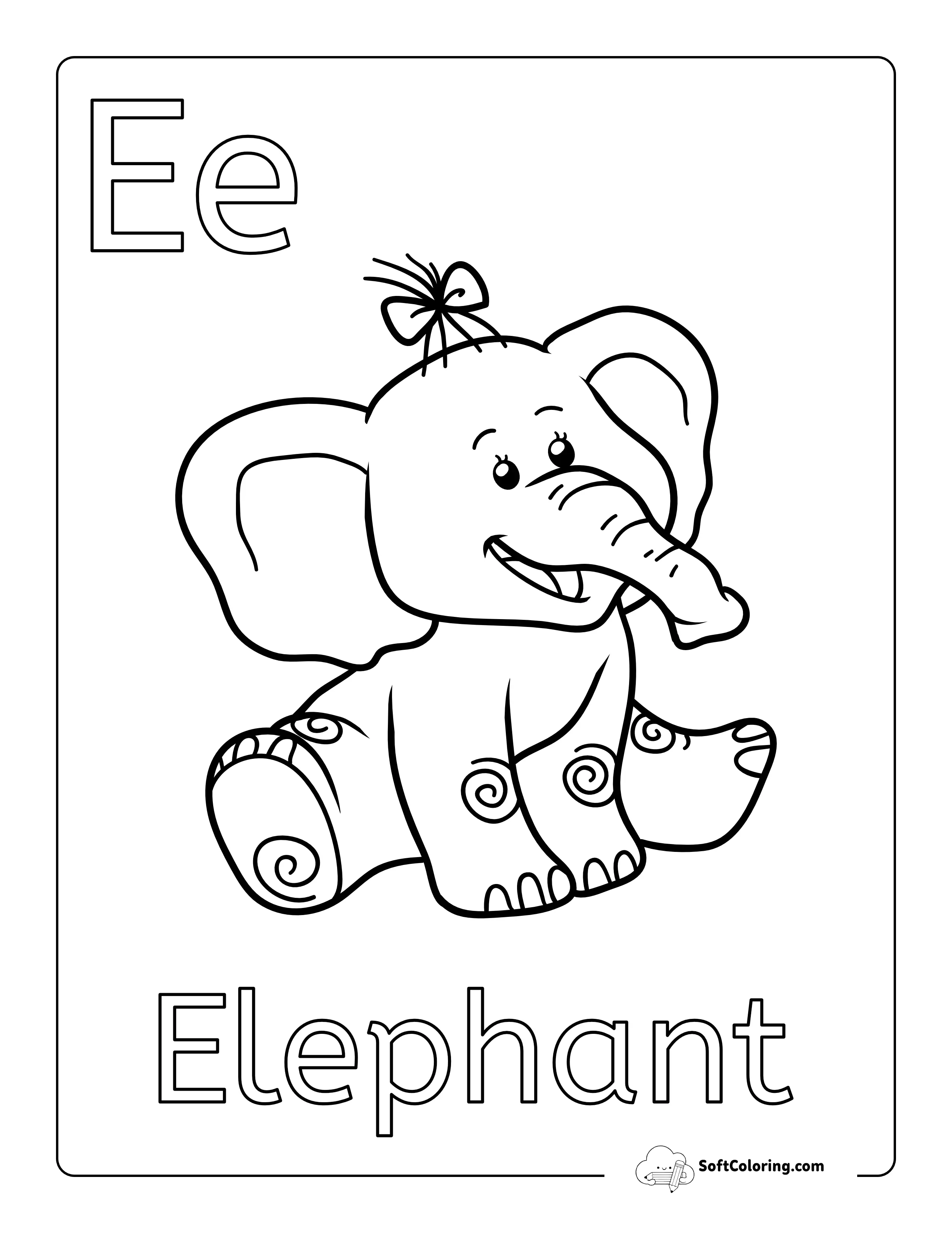 "E Is For Elephant" Alphabet Printable