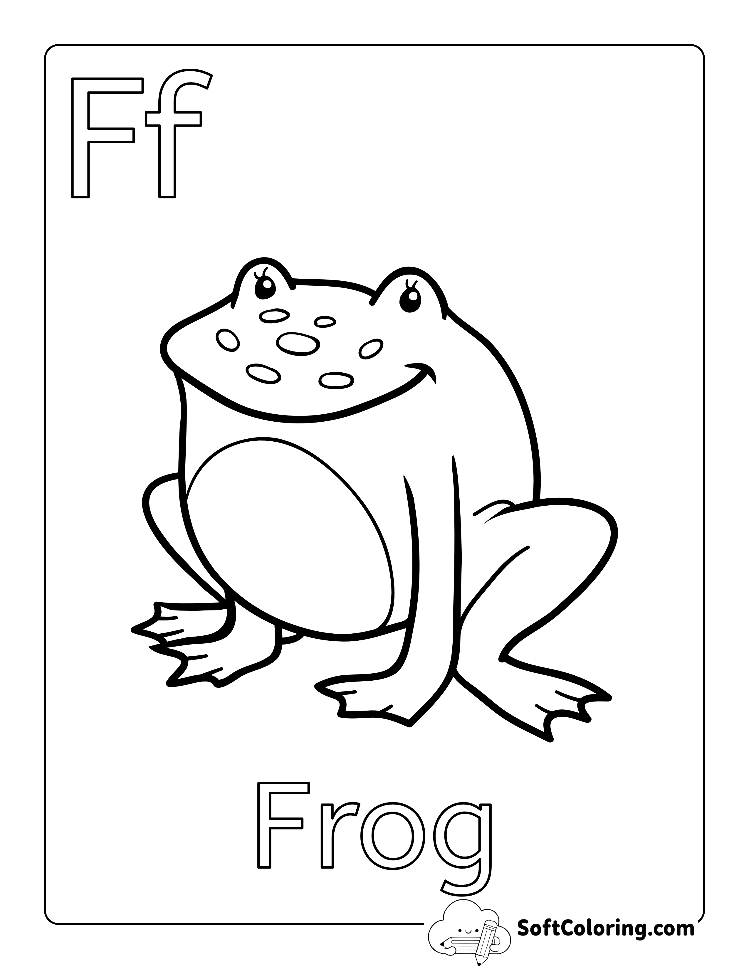 "F is for Frog" Picture to Color for Preschoolers