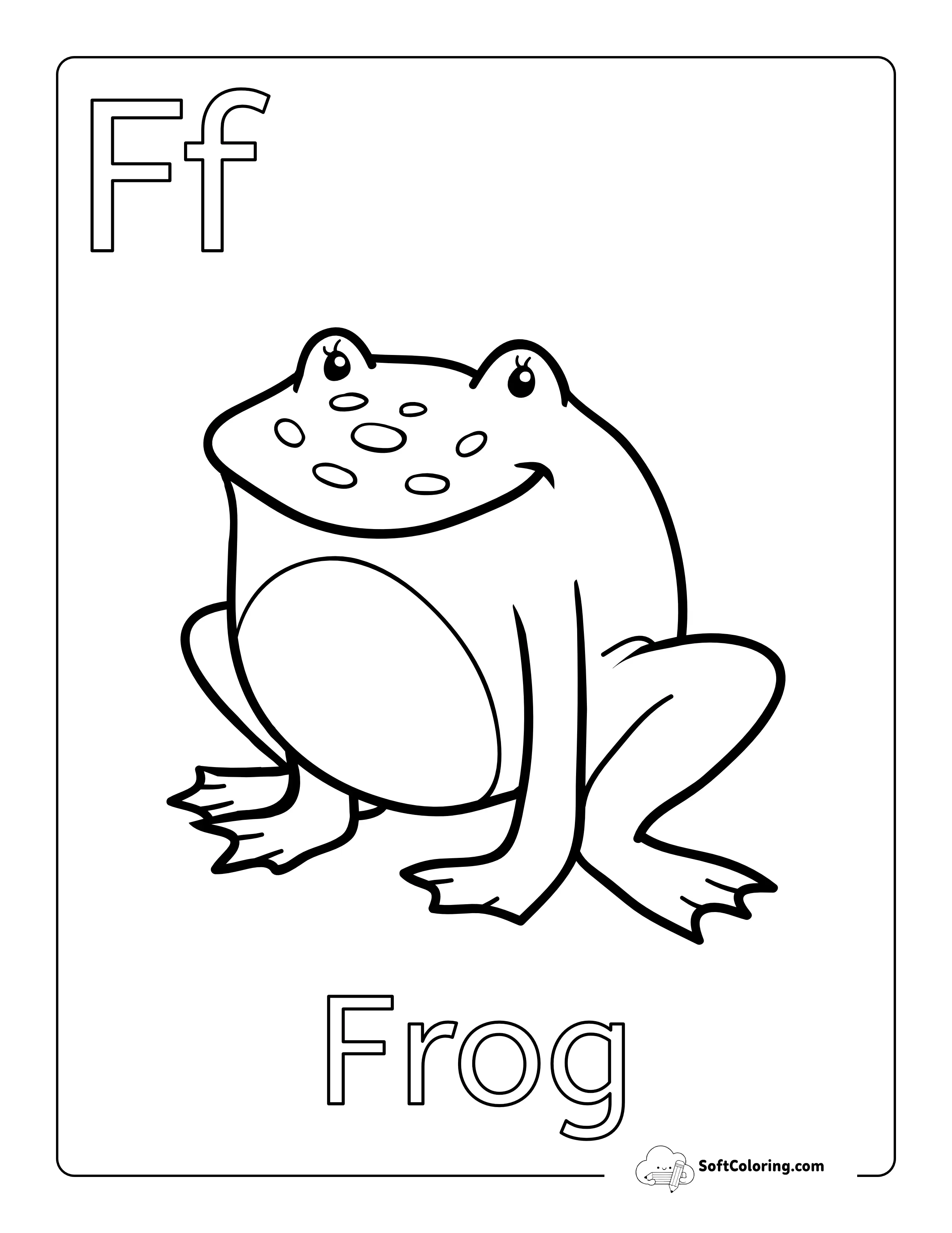 "F Is For Frog" Picture To Color For Preschoolers