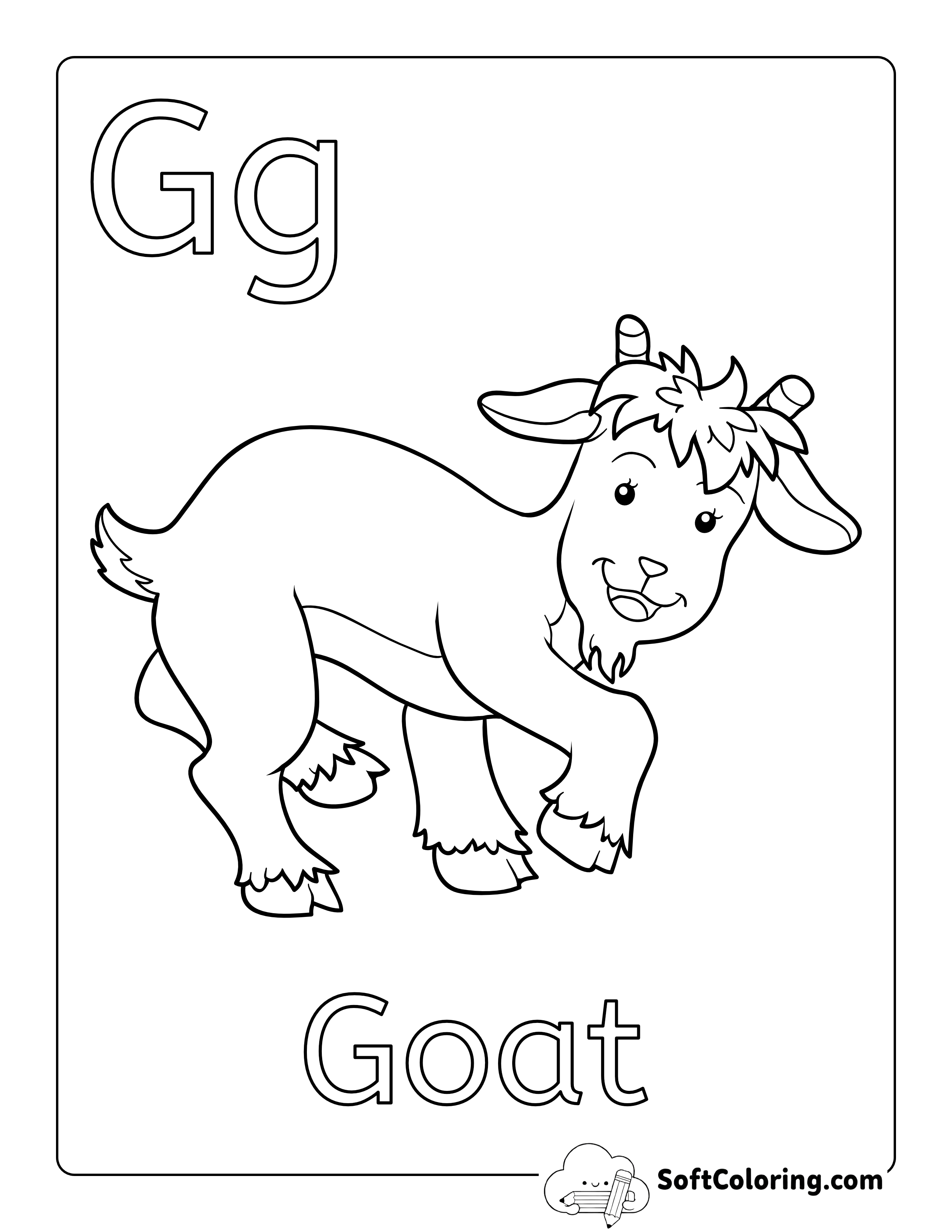 Goat ABC Coloring Sheet for Kids