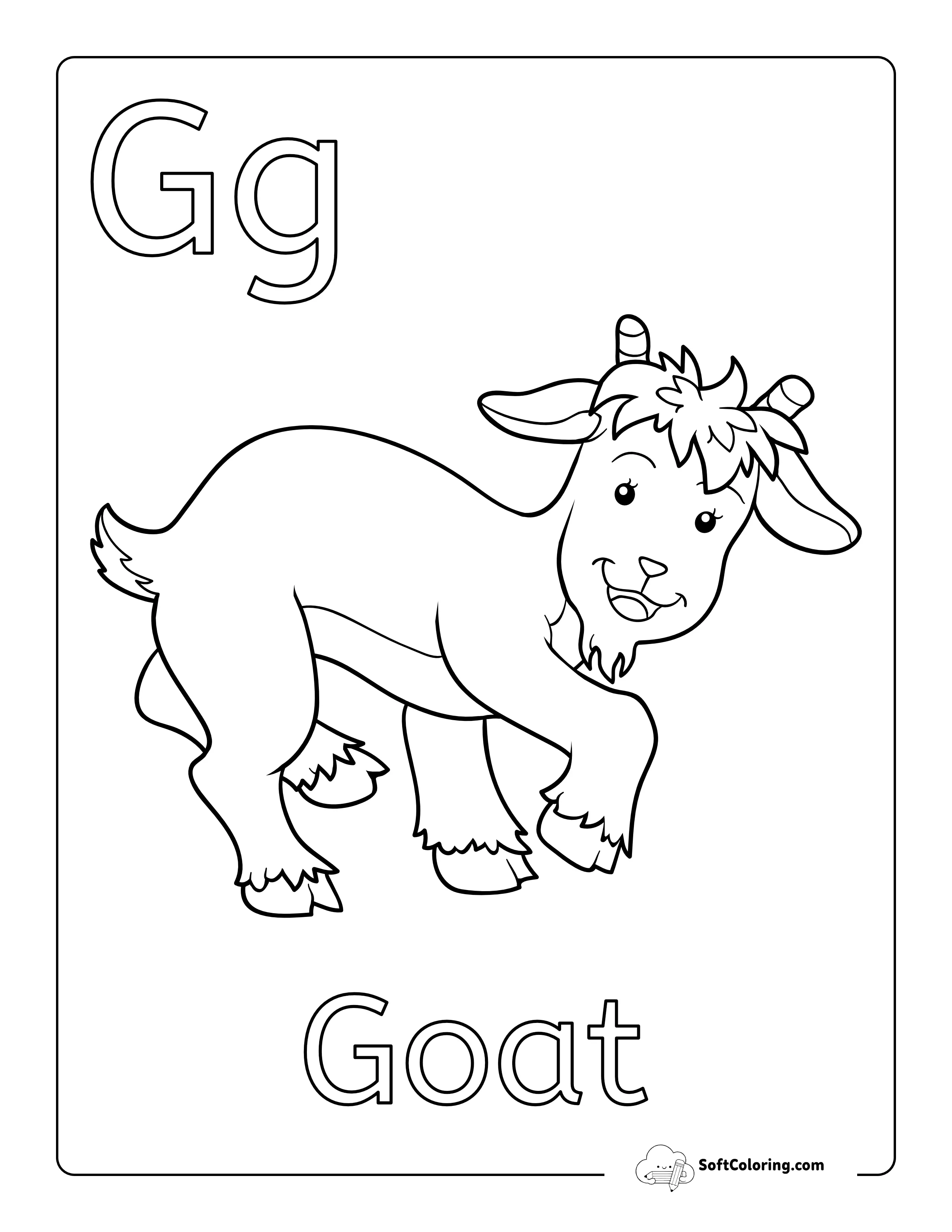 Goat Abc Coloring Sheet For Kids