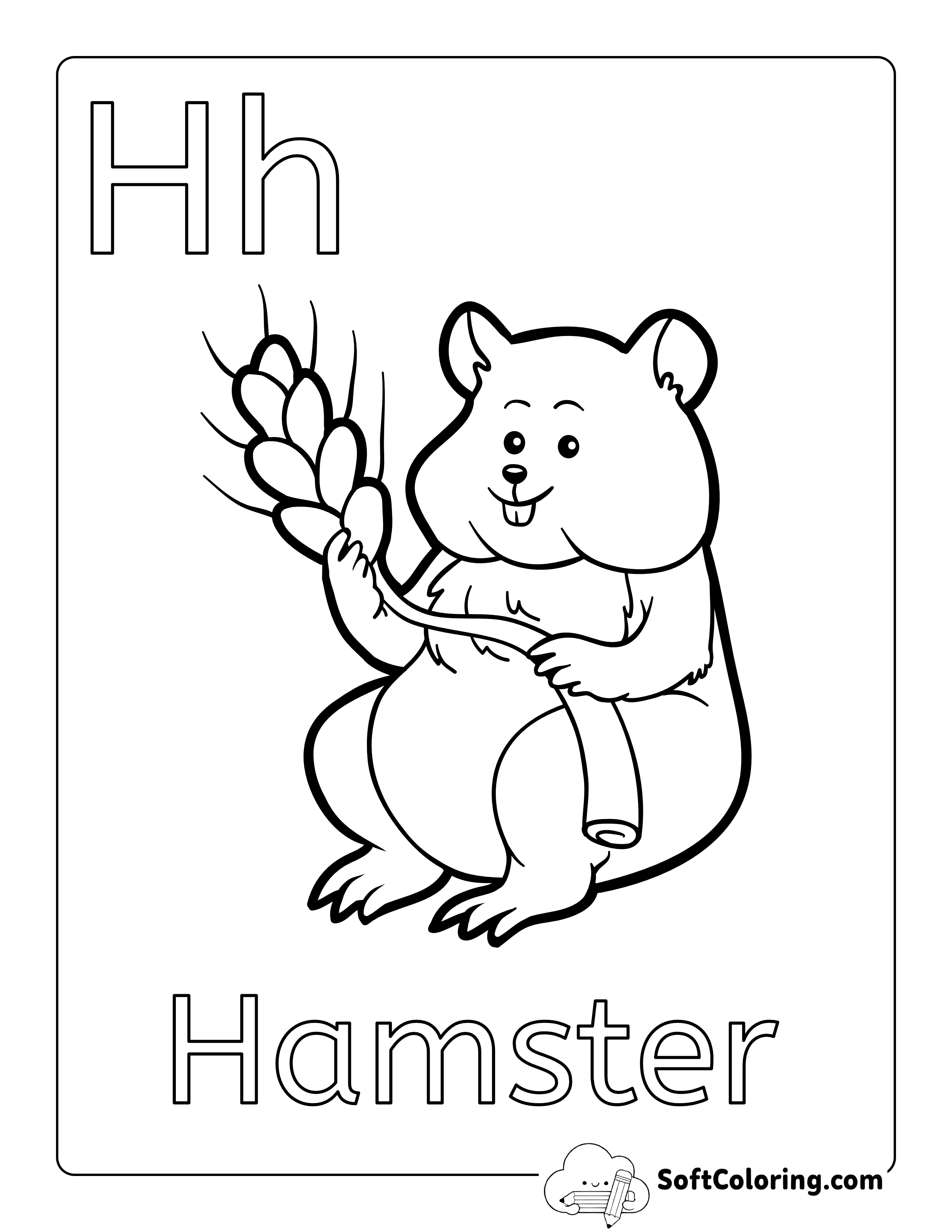 "H is for Hamster" Coloring Sheet for Kids