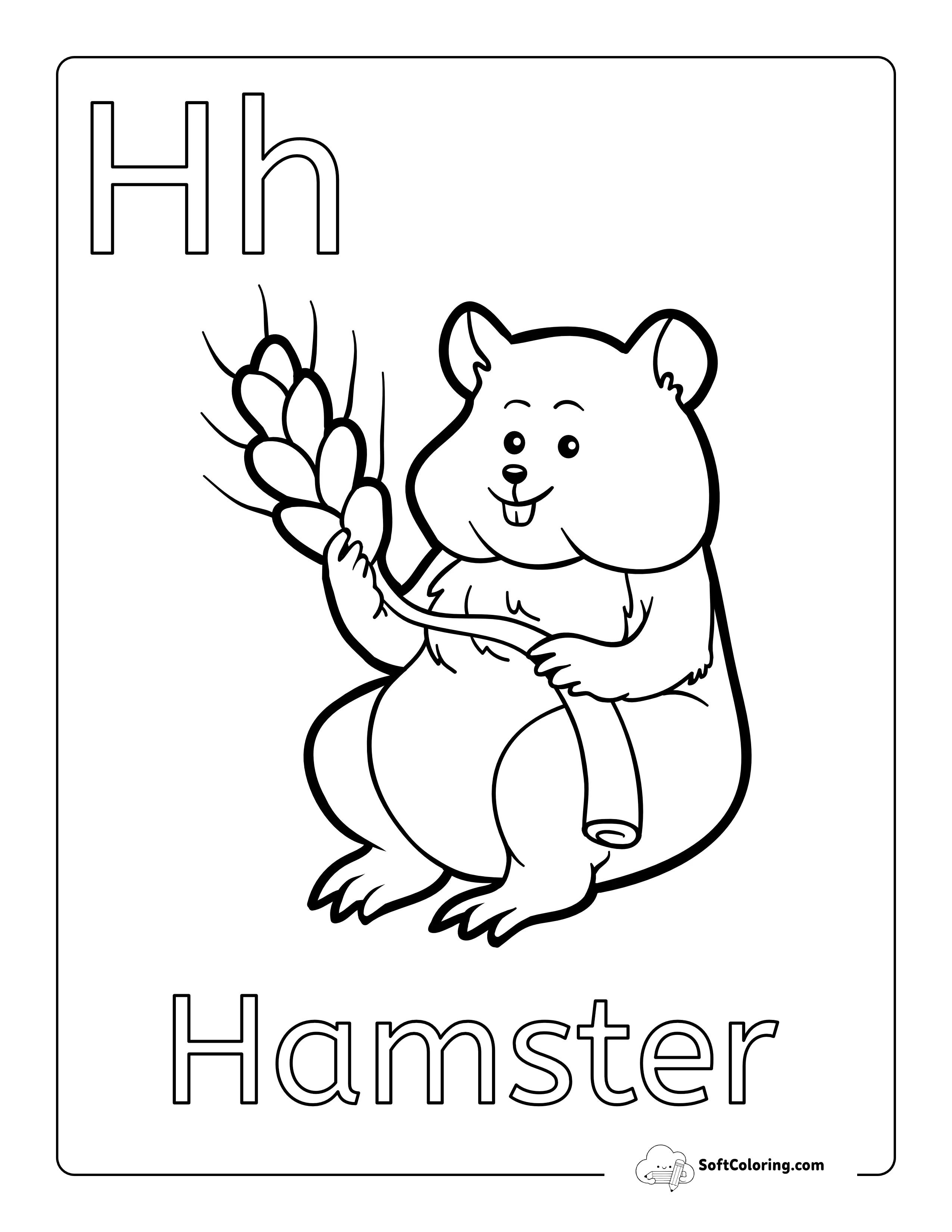 "H Is For Hamster" Coloring Sheet For Kids
