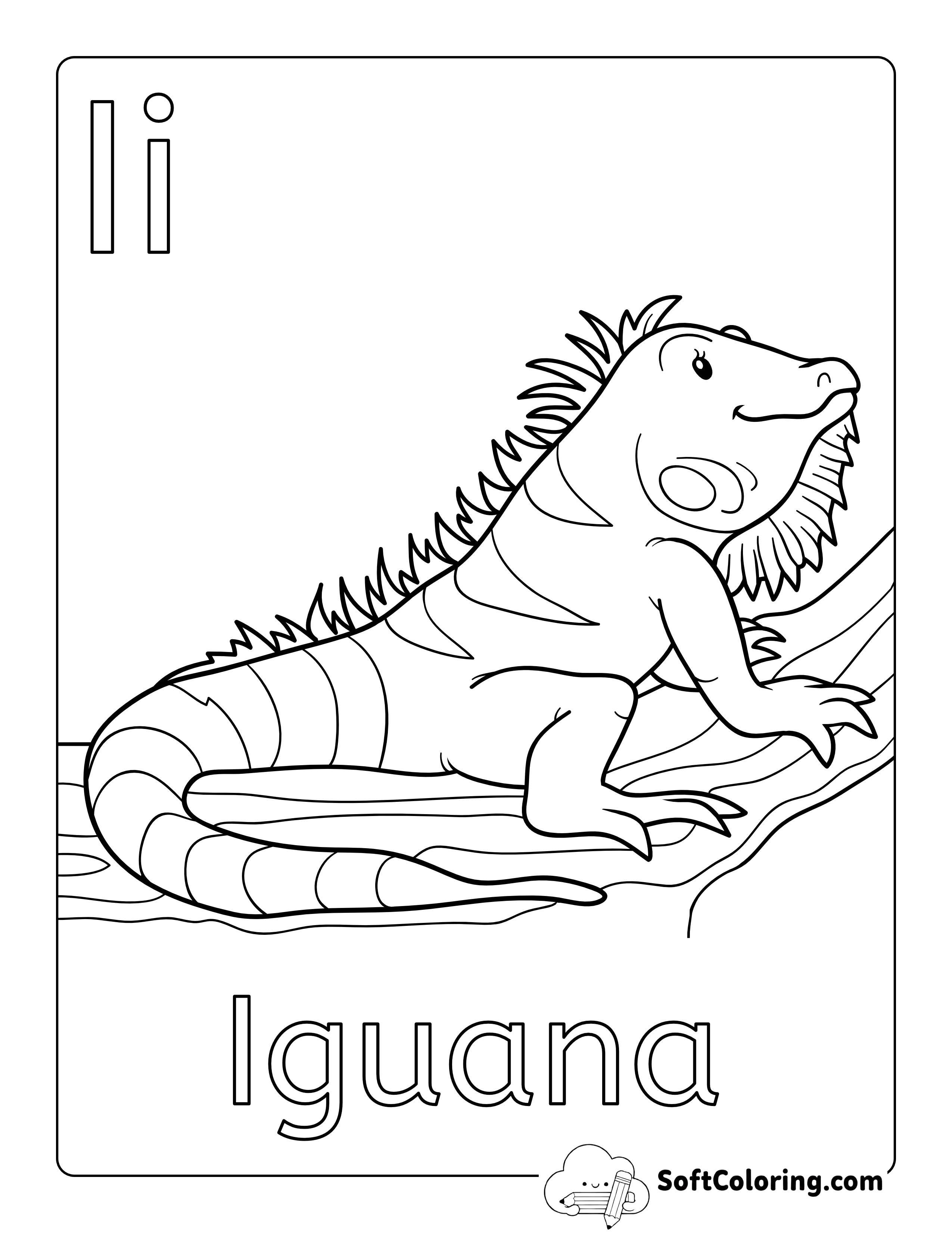 "I is for Iguana" Picture to Color