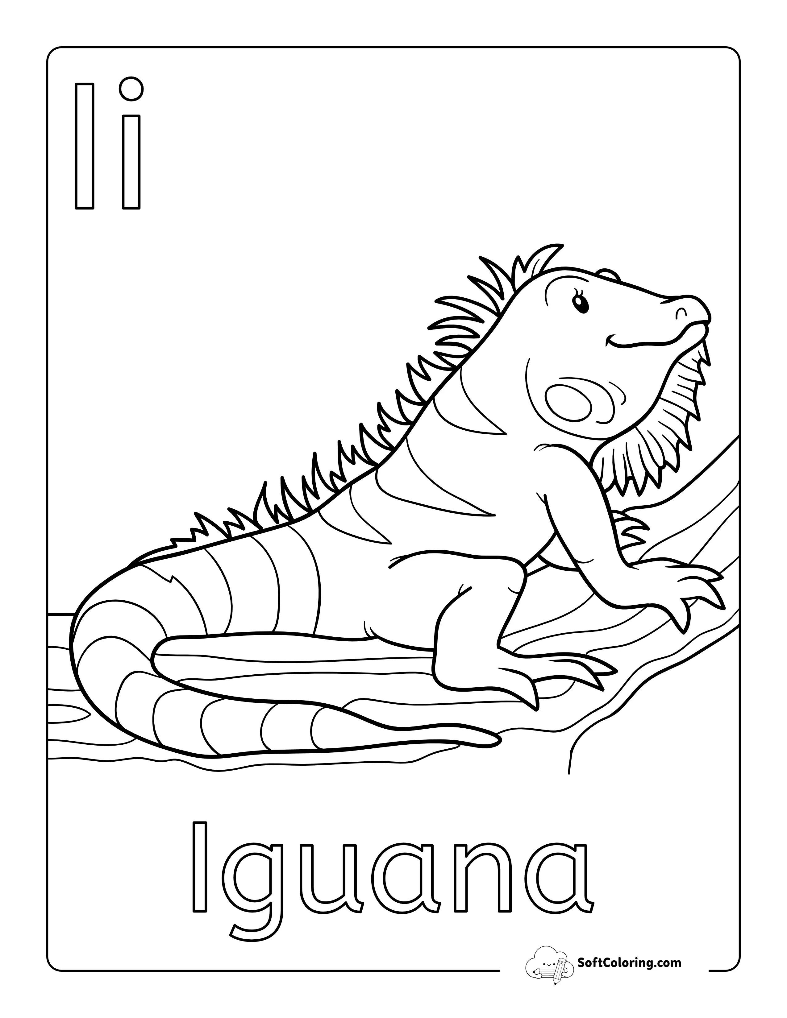 "I Is For Iguana" Picture To Color